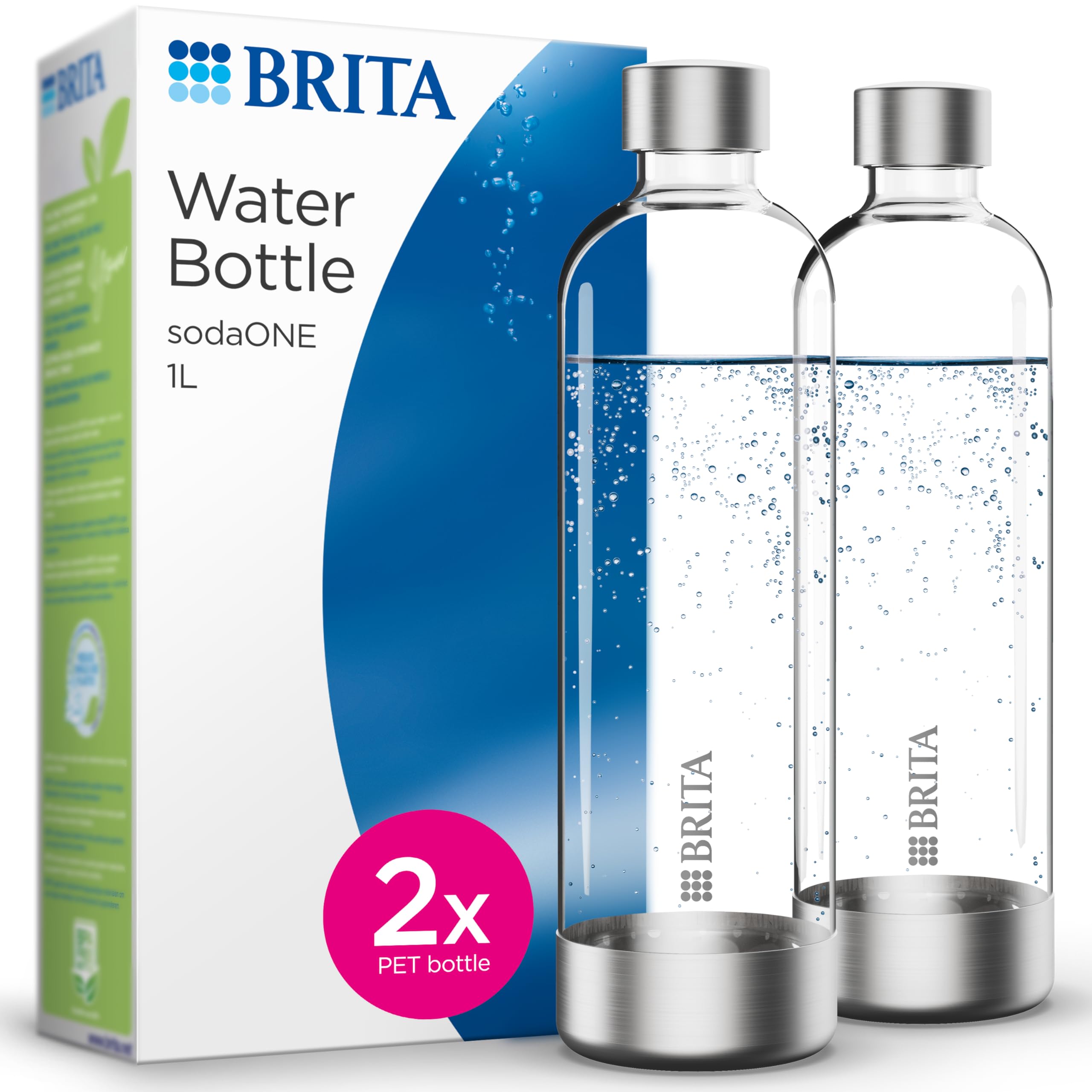 Pack 2 Bouteilles BRITA - Pour machine SodaONE - Capacité 1L - PET