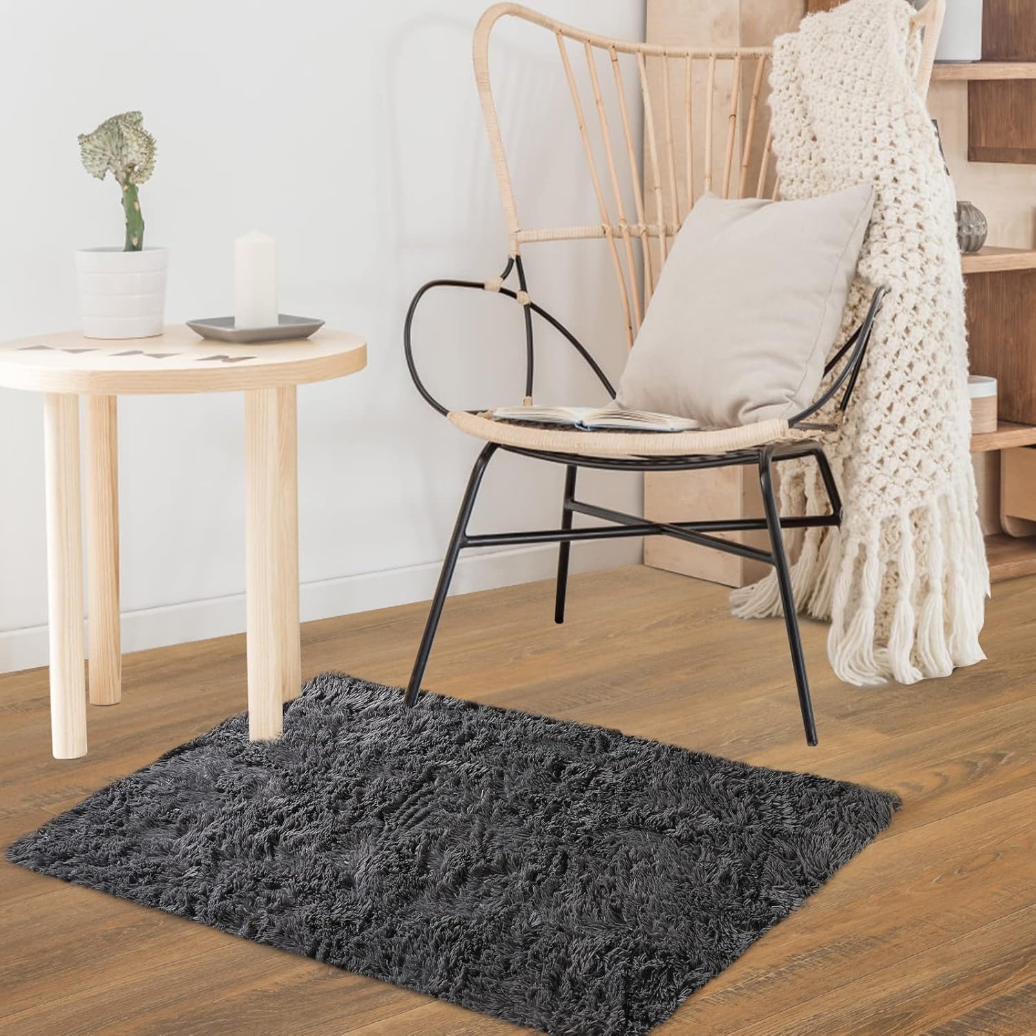 YoRango Grey Area Rug, 2' x 3', Small Rugs for Bedroom