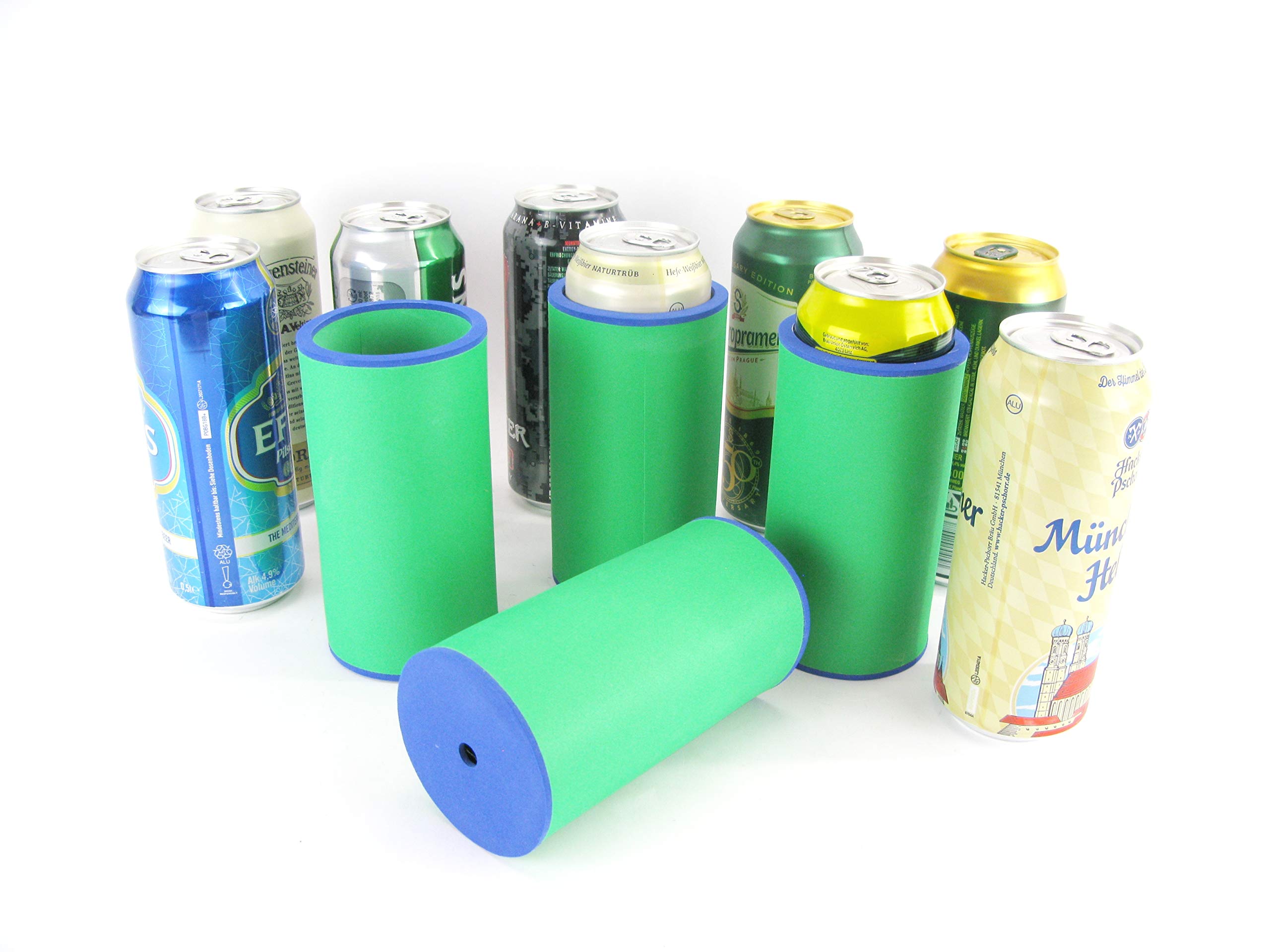 asiahouse24 Set van 6 Drinks Cooler 0,5 L Flesje - Bierkoeler - Neopreen Cooler - Past op alle standaard 0,5 L Bierflessen Gemaakt 5-6 mm dik neopreen - blauw