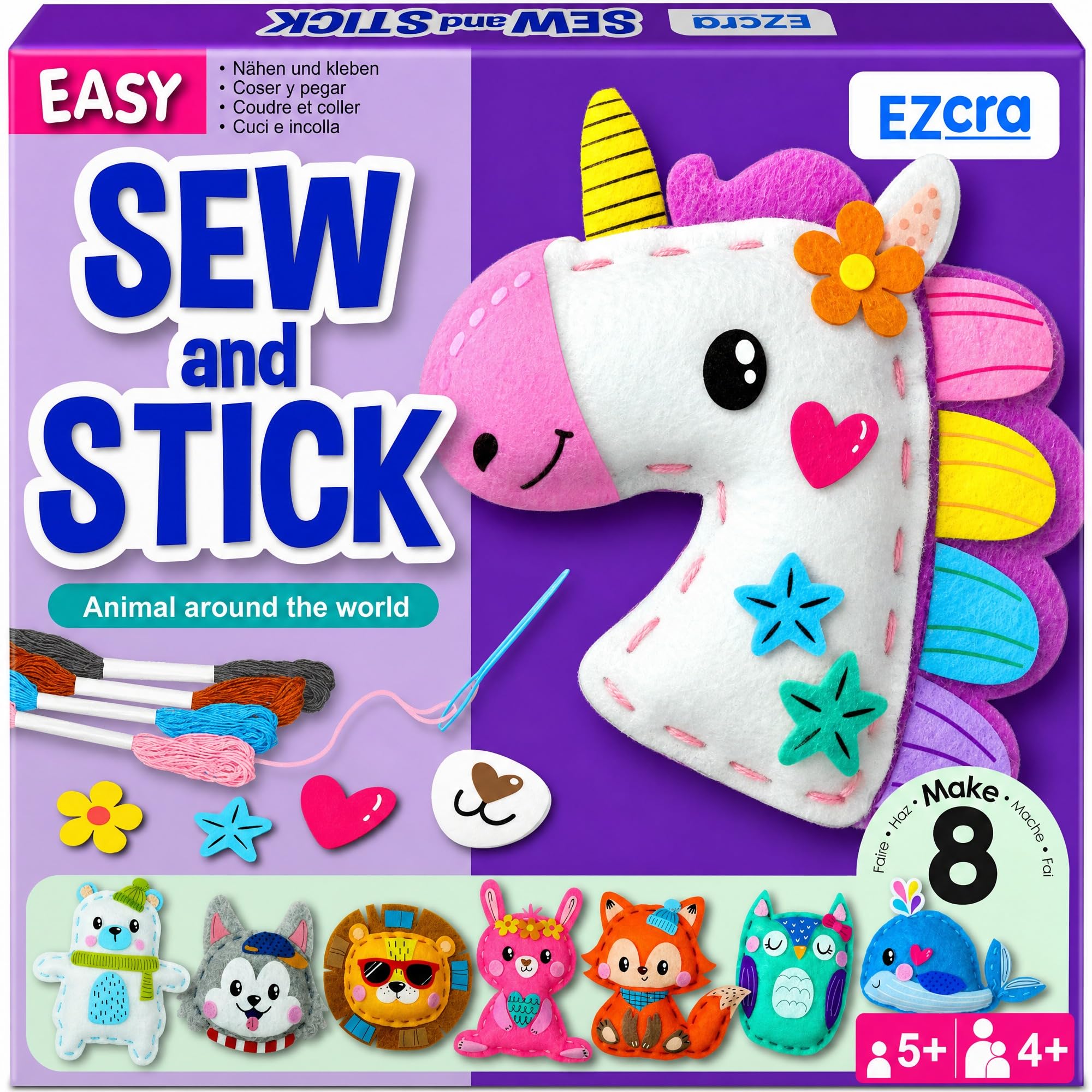 EZCRA Unicorn Sewing Kit for Kids Ages 4-8
