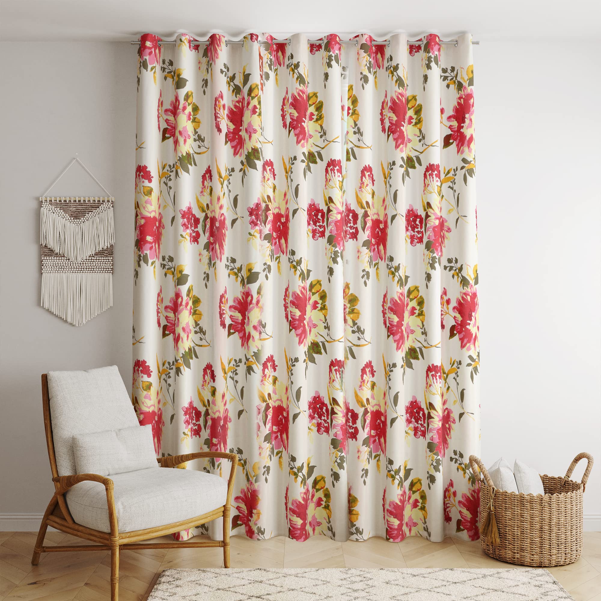 Bilberry Furnishing By Preeti Grover Cotton Grommet Curtains with Floral Prints, Comes with Hanging Eyelet (9 Feet X 54 Inches) - Printed Curtain for Door, Living Room, Bedroom, Home - Pink (B0B75DRDJN) Amazon Price History, Amazon Price Tracker