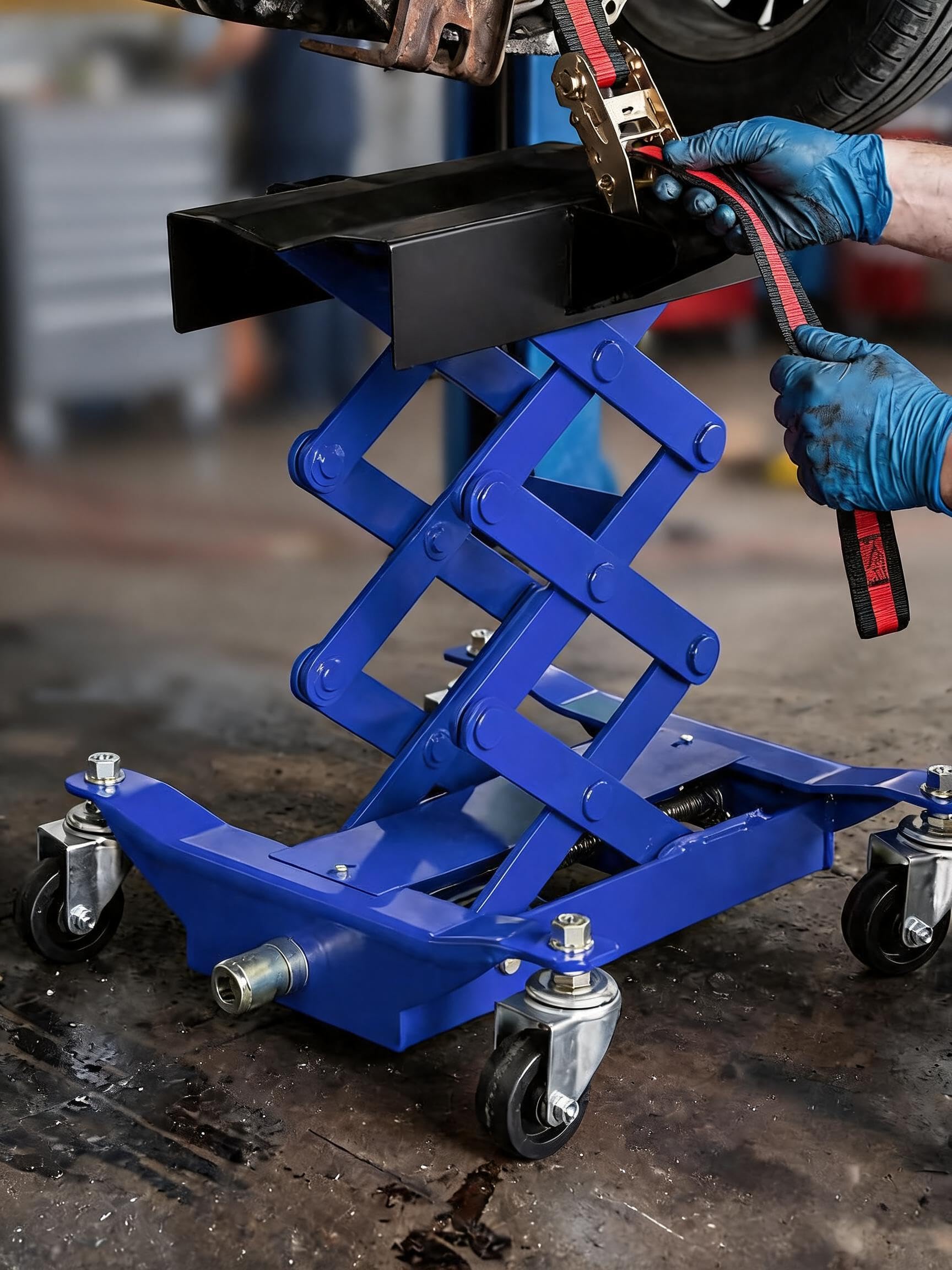 450 LBS Transmission Jack,Low Profile Lift Heavy-Duty Double Scissor Lift