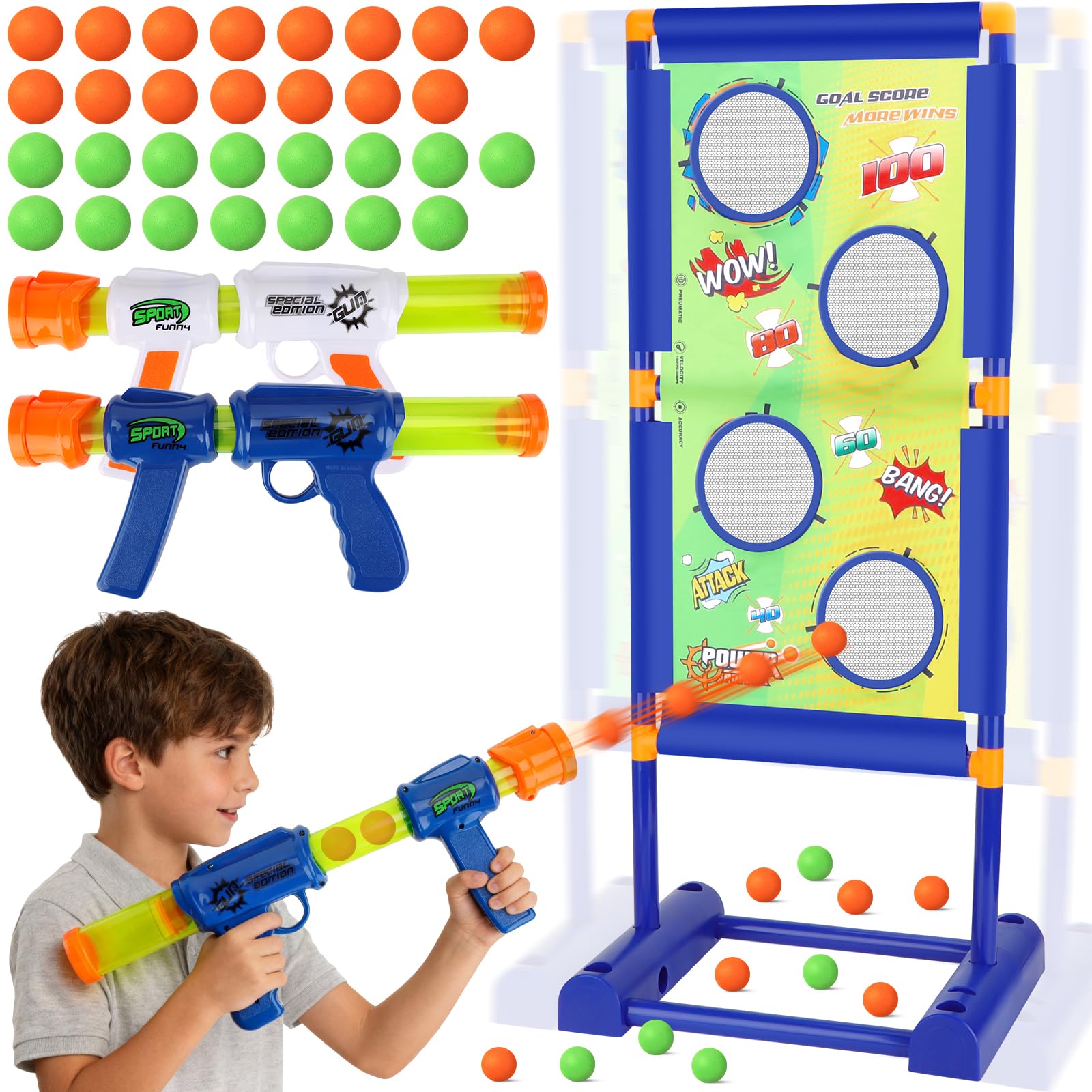 Shooting Games Toys for Kids, Moving Shooting Targets Games for Indoor Outdoor Garden, Nerf Toys Guns Gifts for 5-10+ Year Old Boys Girls