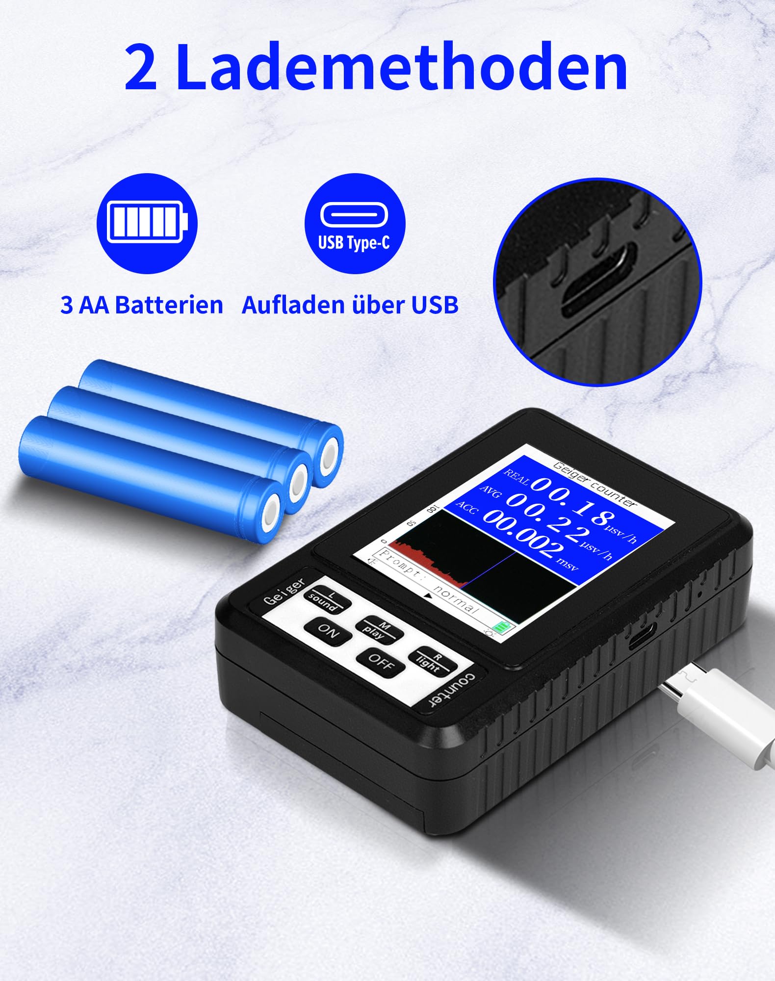 LAOYE Contatore Geiger Dosimeter per Radioattività, Misurazione Beta Gamma Raggi X, Tester per Radiazioni Nucleari, Rilevatore di Radiazioni Nucleari - Ultraleggero e Portatile