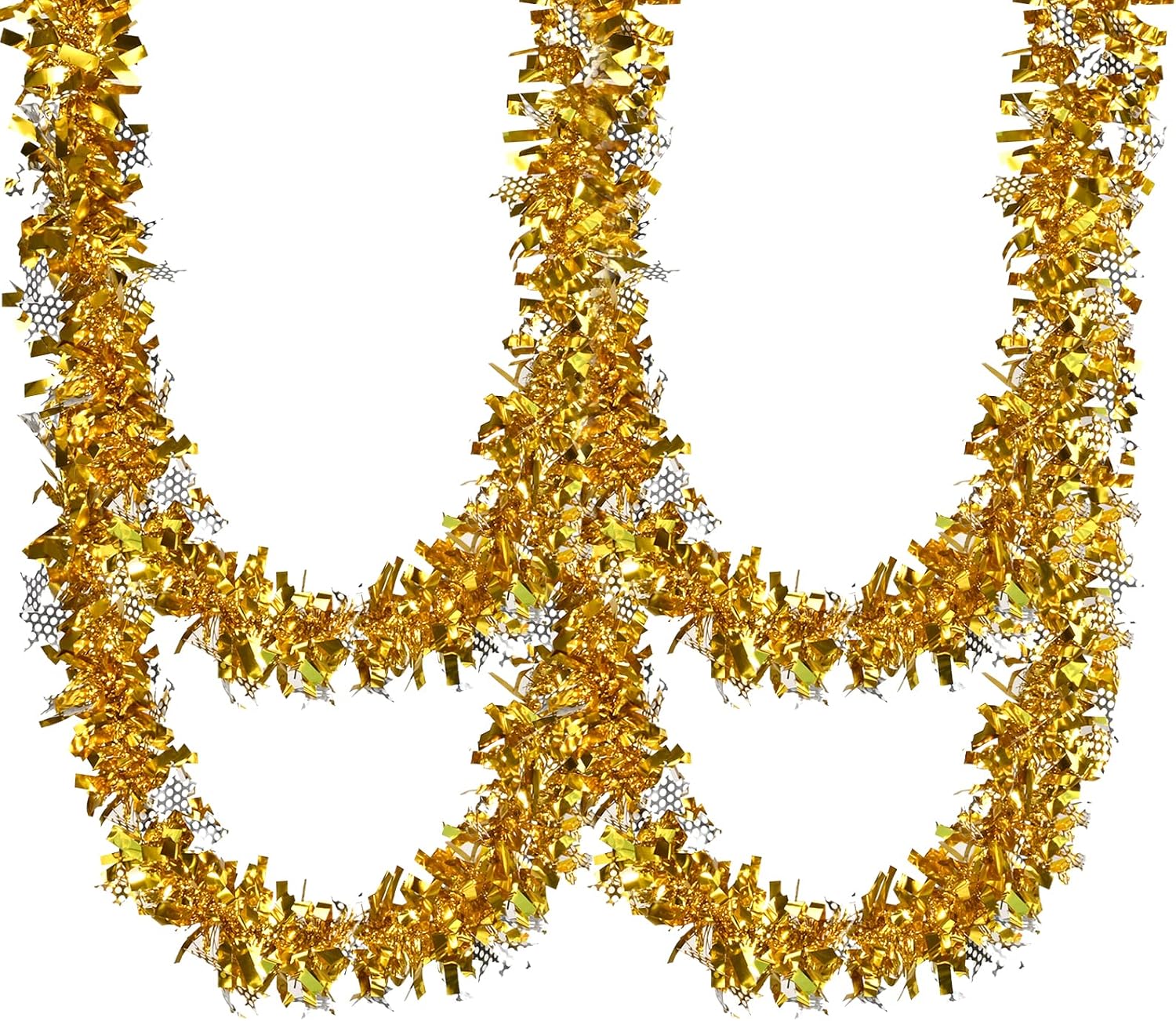 GlyinnHe 33FT Christmas Tinsel Garland, Golden Metallic