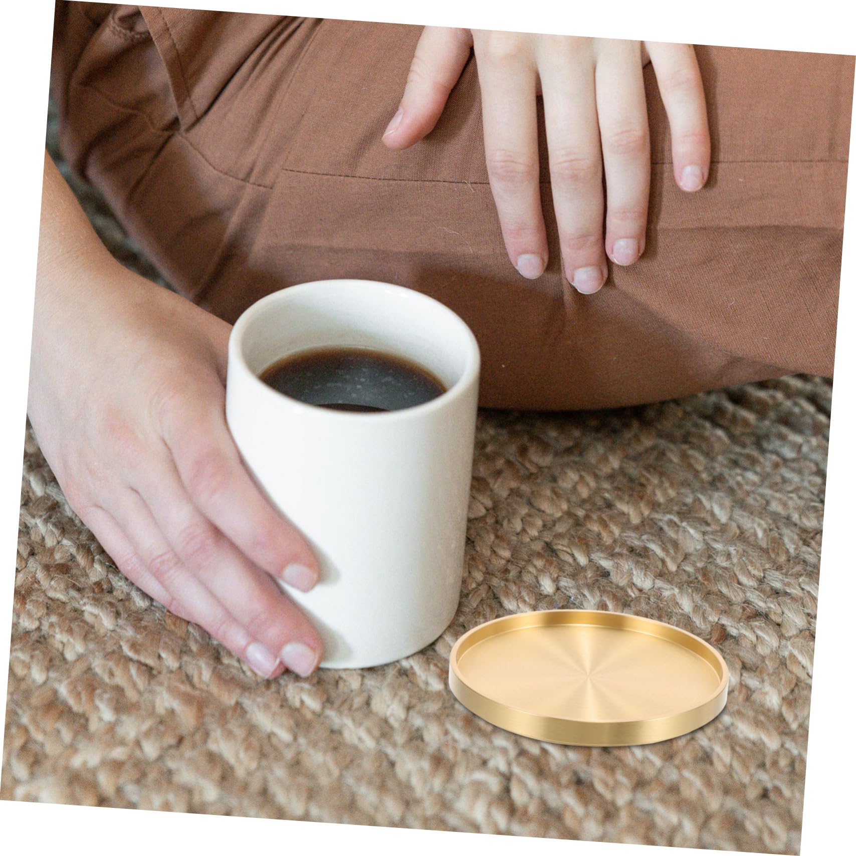 LABRIMP Drink Coaster Tea Cup Mat Bronze Drink Coasters Tea Cup Holder Decorative Saucer Heatproof for Tabletop