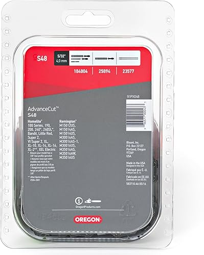 Miniatura 2 de Oregon S48 AdvanceCut Cadena de motosierra de repuesto para barras guía de 12 pulgadas, 48 eslabones de transmisión, paso 38 pulgadas, calibre .050