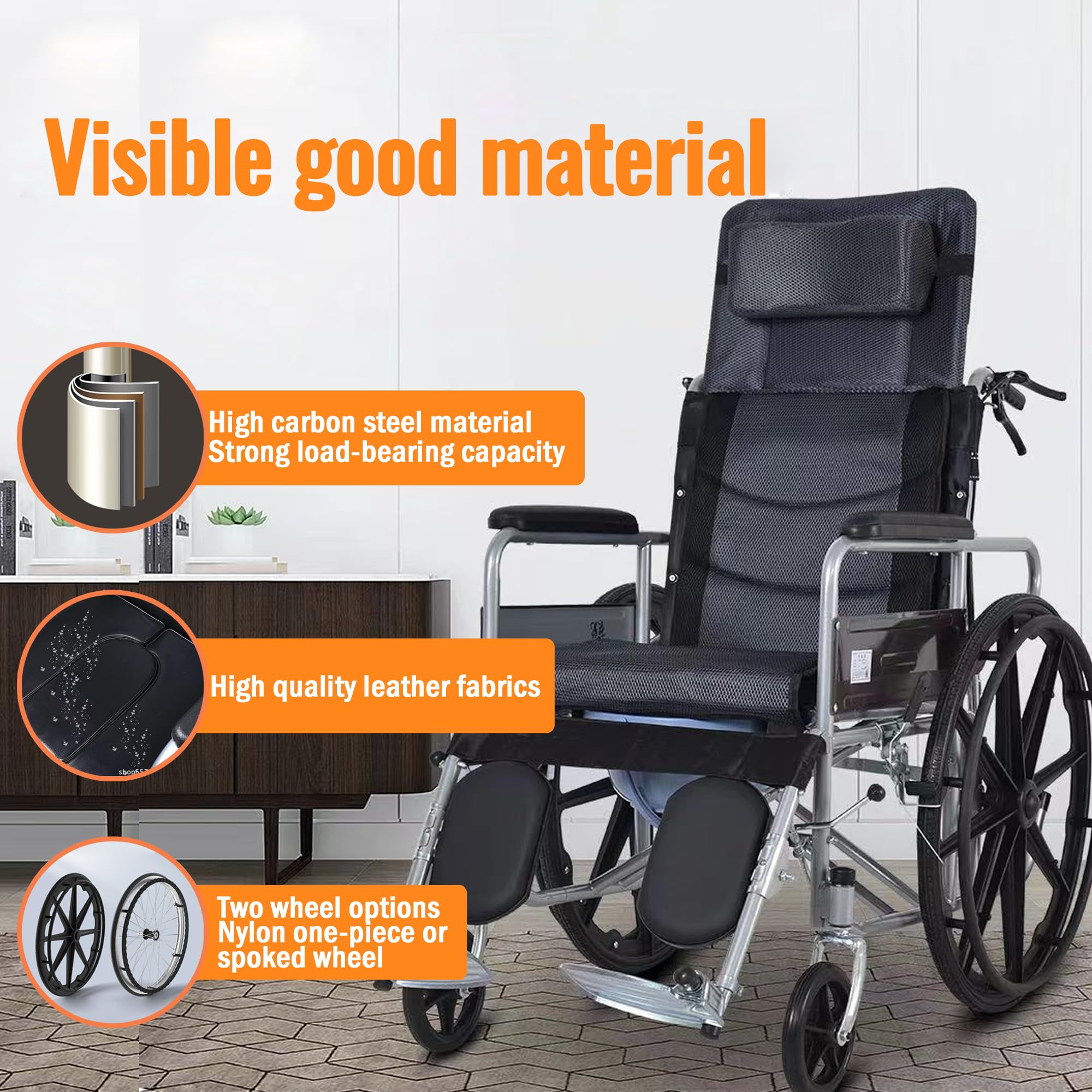Silla de ruedas plegable, ligera, con reposapiés y reposabrazos extraíbles, apta para adultos, bariátricos y discapacitados