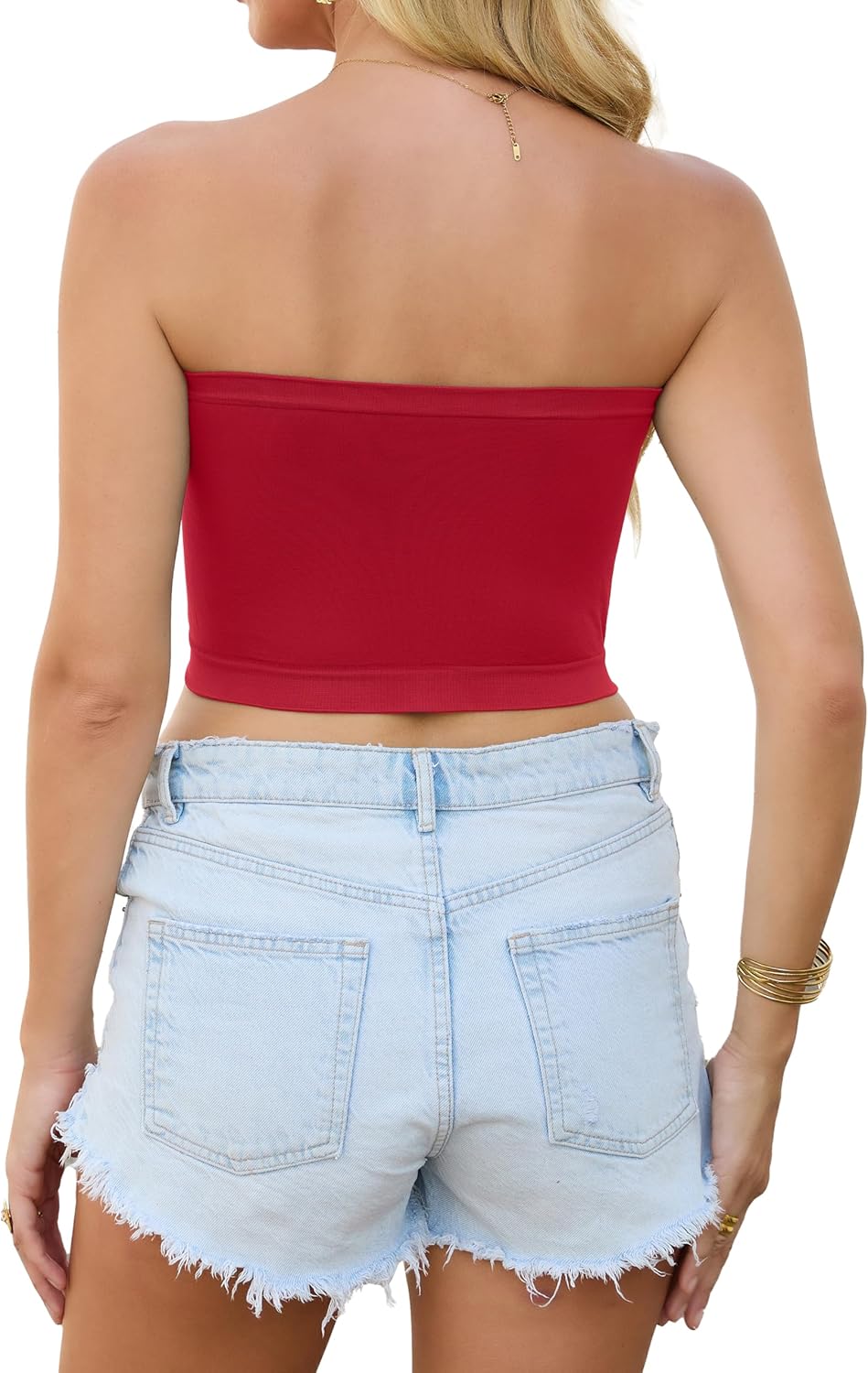 4 Pieces Tube Top Strapless Tops for Women Summer Bandeau Basic Crop Tops Sleeveless Shirt - Image 5
