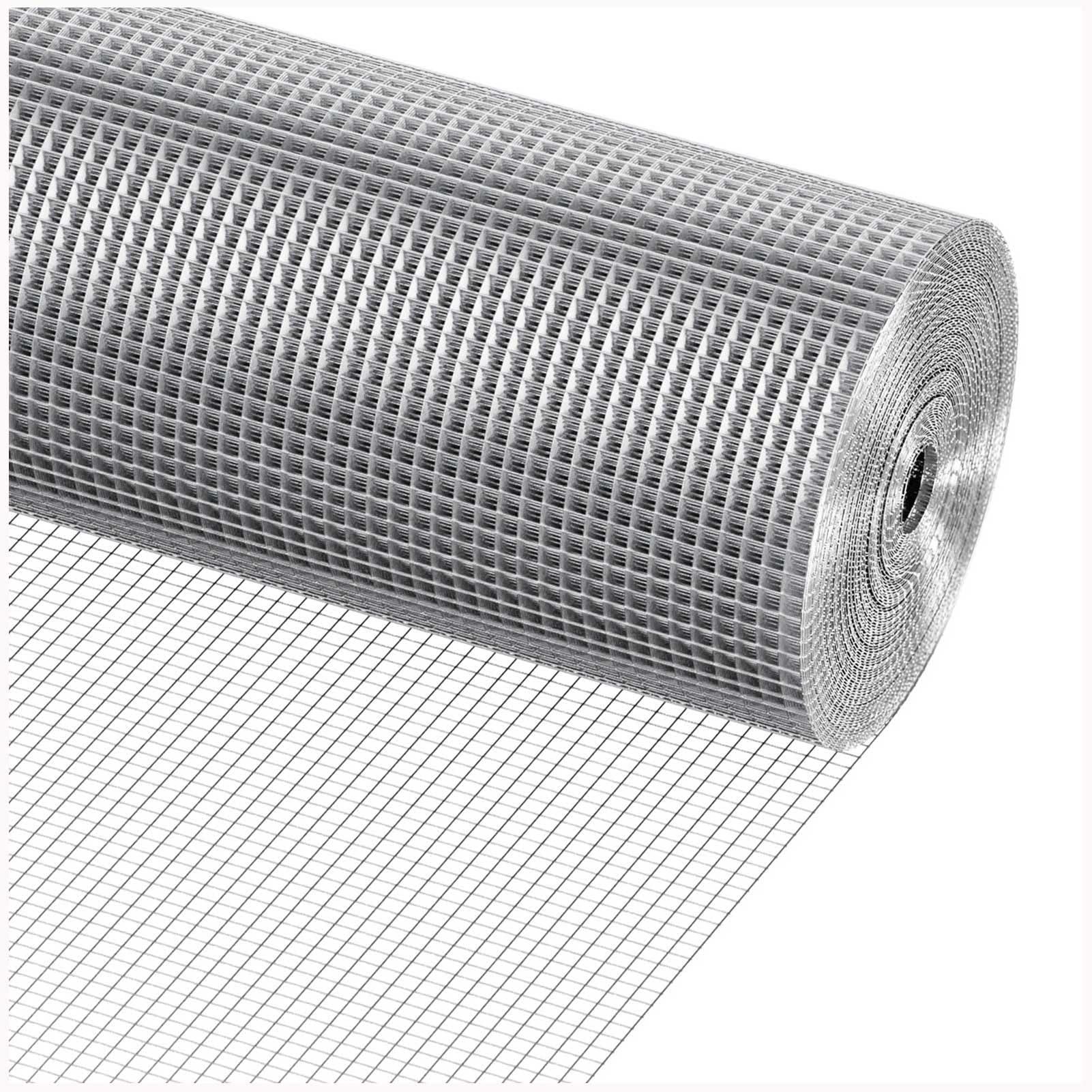 Rollo de malla de alambre de tela galvanizada de 1/4 pulgadas (calibre 23) ideal para gallineros, vallas de conejos, barreras de serpientes, recintos de aves de corral, rollo de malla duradero de 40