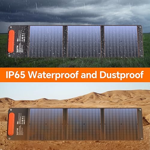 Miniatura 6 de Cargadores de panel solar portátiles de 60 W con USB de 15 V y 18 V CC, panel solar impermeable IP65 con bolsa de almacenamiento ligera, panel