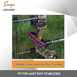 SUNYA Archery Bow Wrist Sling, 550 Paracord Strap Comfortable on Hand.100% Full Grain Leather Yoke, Multiple Camo Colors.Fit Compound Bow Stabilizer & Recurve. (Mirage-C4)