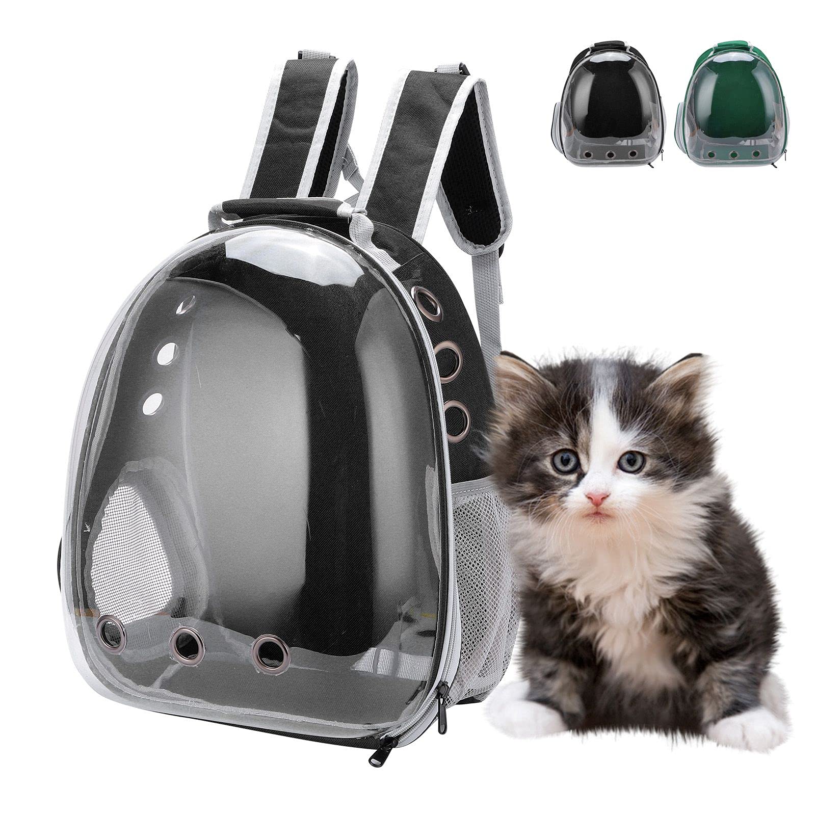 Katzenrucksack Carrier Bubble, Katzenrucksack Space Capsule Transparenter Pet Bubble Rucksack für kleine Hunde und Katzen(Grün)