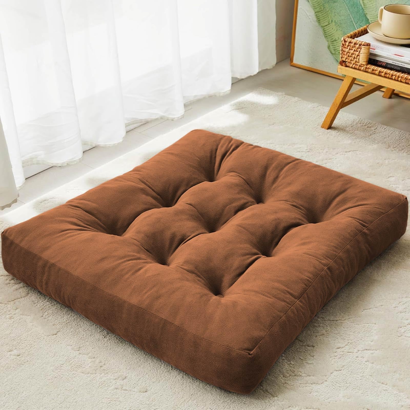 DAWNTREES Floor Pillow,1 Pack Square Large Pillows Seating for Adults