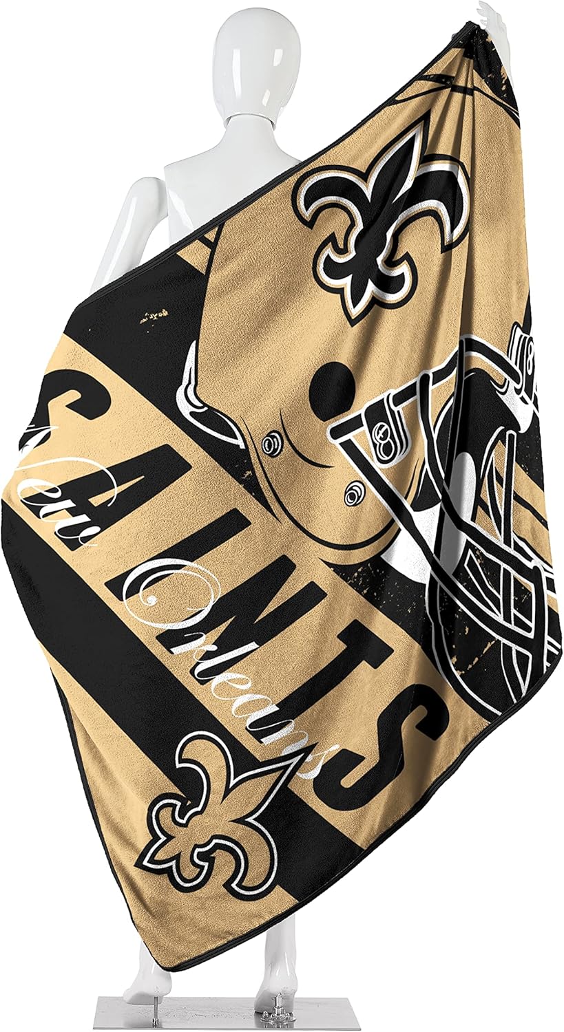 Northwest The Company NFL New Orleans Saints Deep Slant Super Plush Raschel Throw Blanket, 46" x 60" , Team Colors - Image 2