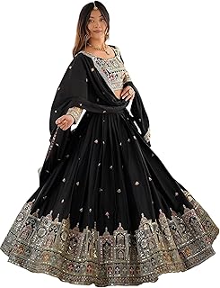 zeel clothing Women's Sequins Thread Embroidered French Crepe Lehenga Choli With Dupatta (5118-Black-Women-Lehenga-Choli-Latest; Free size) (Black)-picture-38