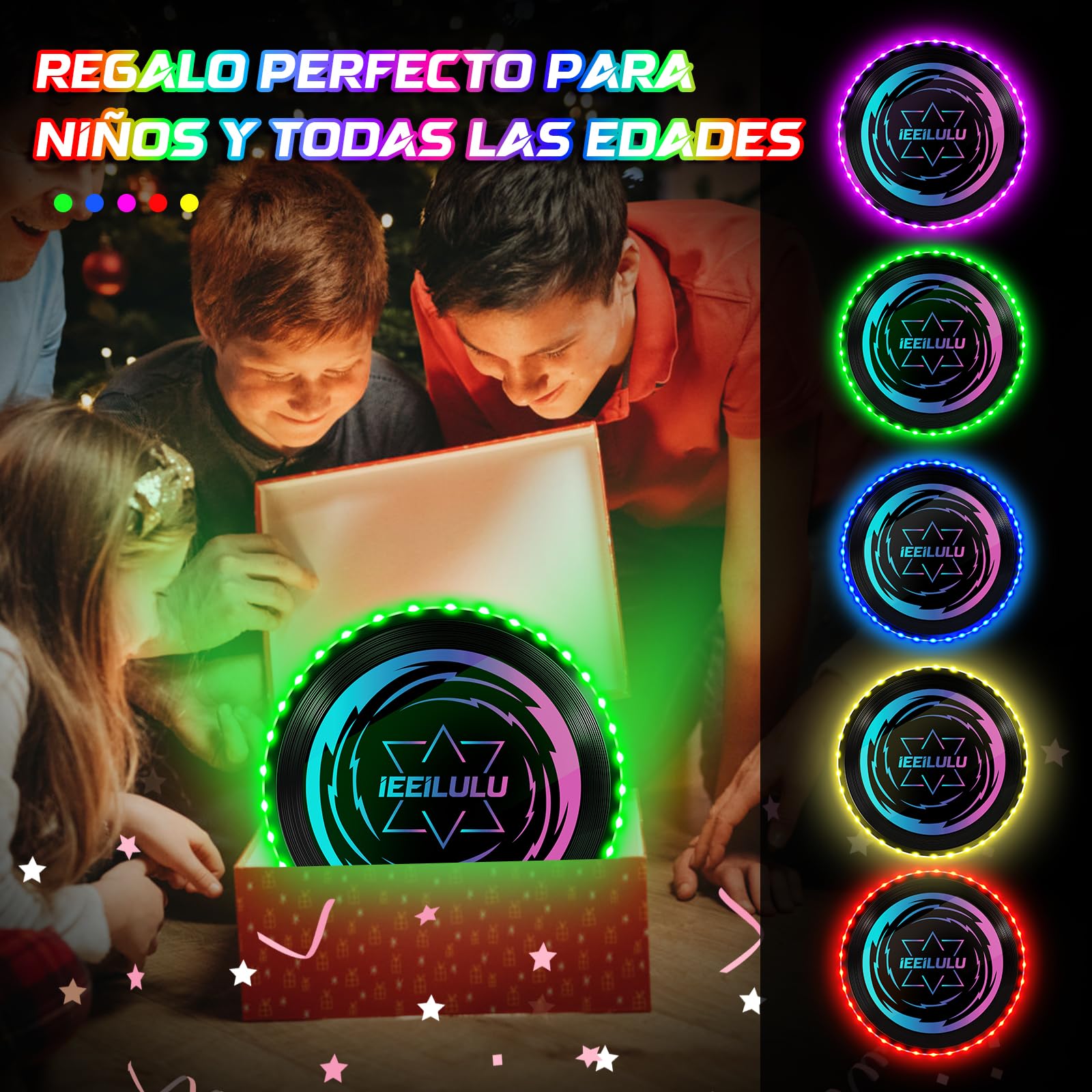IEEILULU Disco Volador LED, Disco Volador, Disco Volador Iluminado con 49 LED, Reutilizable, Disco Ultimate Frisbee para Adultos Niños Actividades Al Aire Libre En Familia — view 7