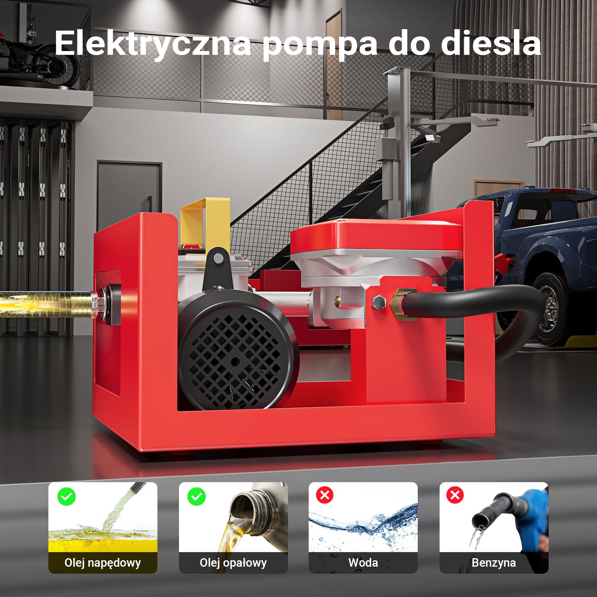 Wiltec Pompa do oleju napędowego i opałowego 550 W 60 l/min, samozasysająca z wbudowanym licznikiem cyfrowym, wężami i pistoletem