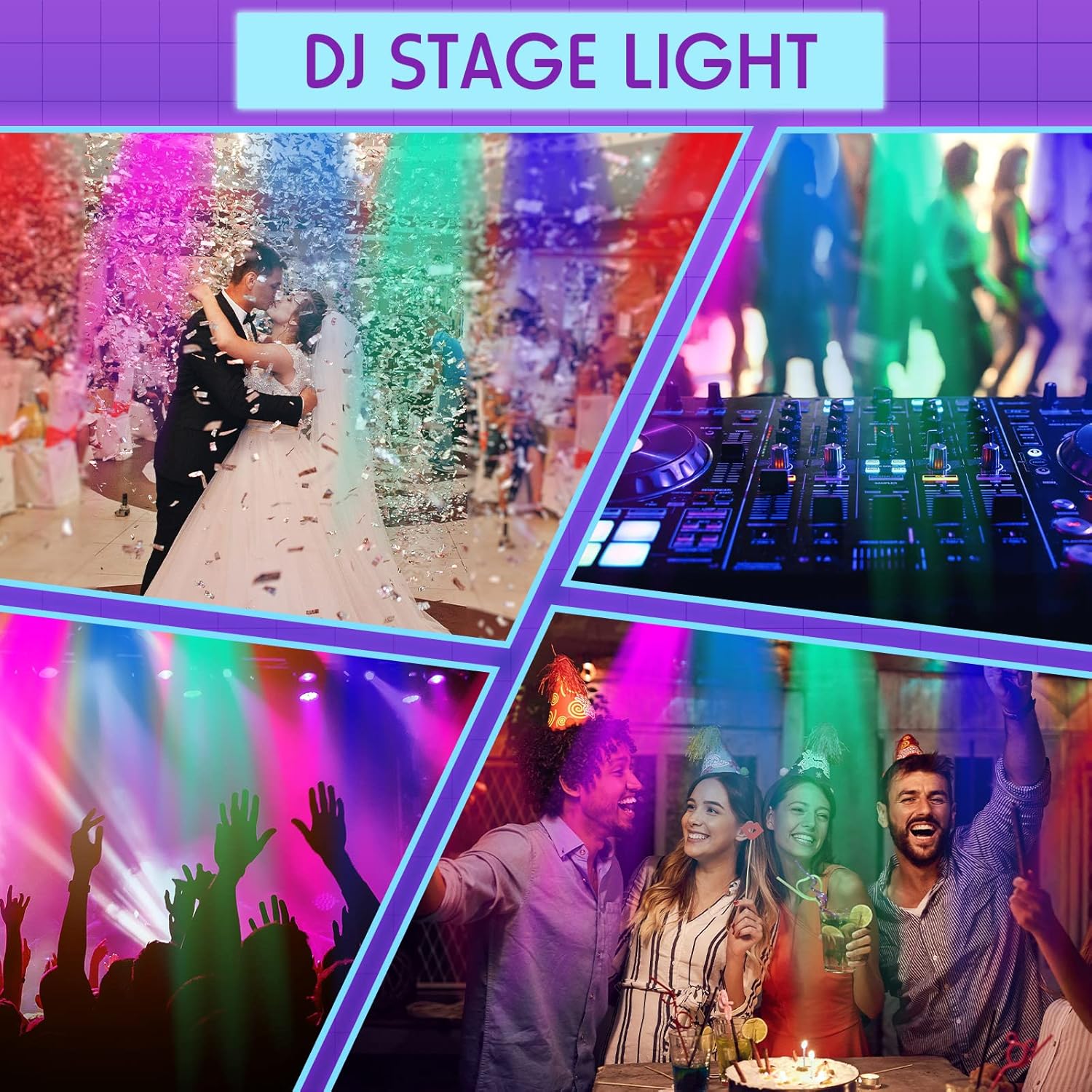 6 Pcs 36 LED Stage Lights RGB LED Par Lights 7 Channels Uplights for Events DMX Controlled Sound Activated Stage Lighting DJ Uplighting with Remote Control for Music Concert Disco Wedding Party Club
