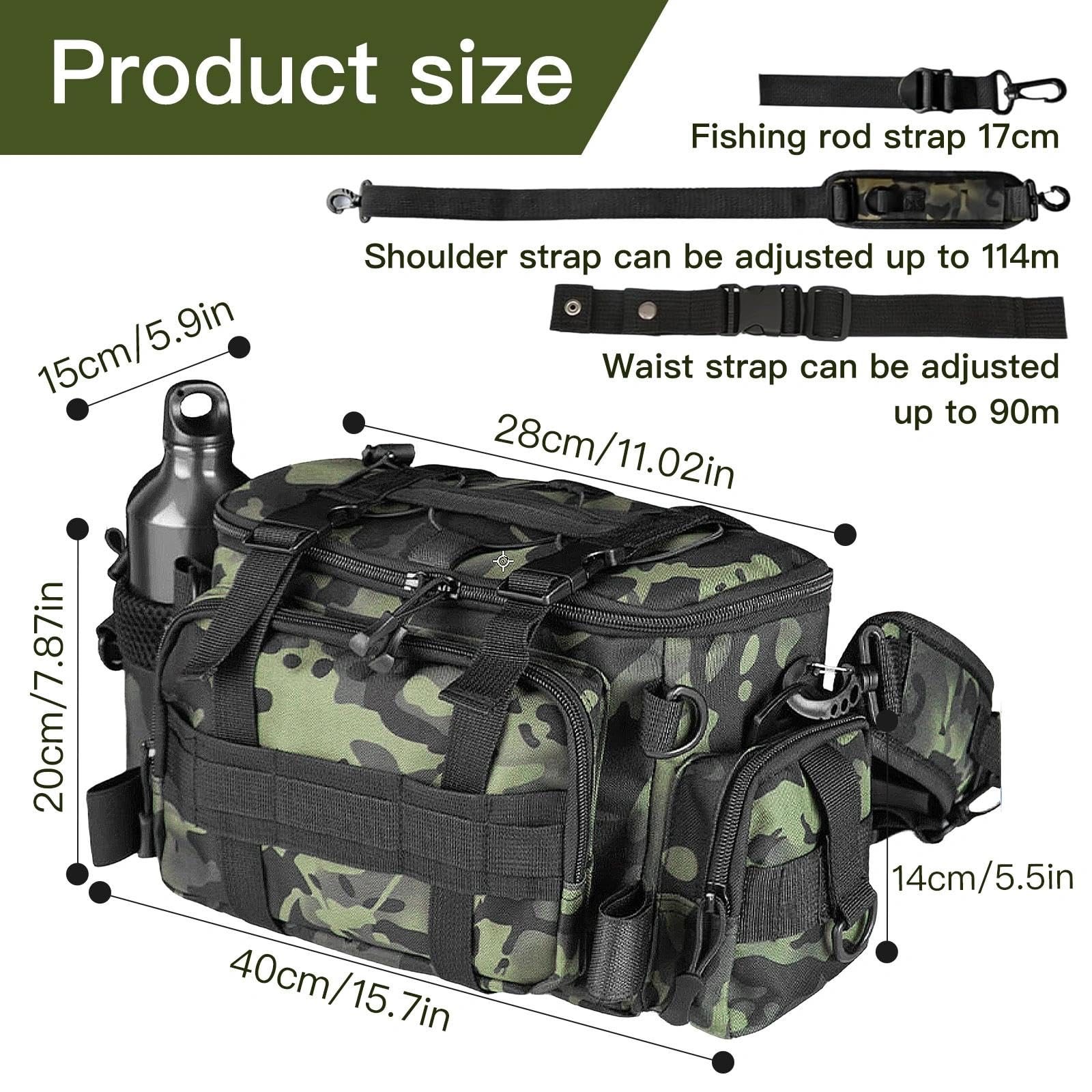 Sac de Pêche Grande Capacité Camouflage Stockage Matériel Rangement Multifonctionnel