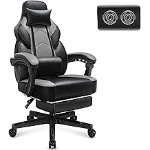 Meilocar Gaming Chair for Adult, Computer Chair with Footrest Video Game Chair Big and Tall Gaming Chair with Massage Lumbar Support, Adjustable Height and 360&deg; Swivel Seat(Grey)