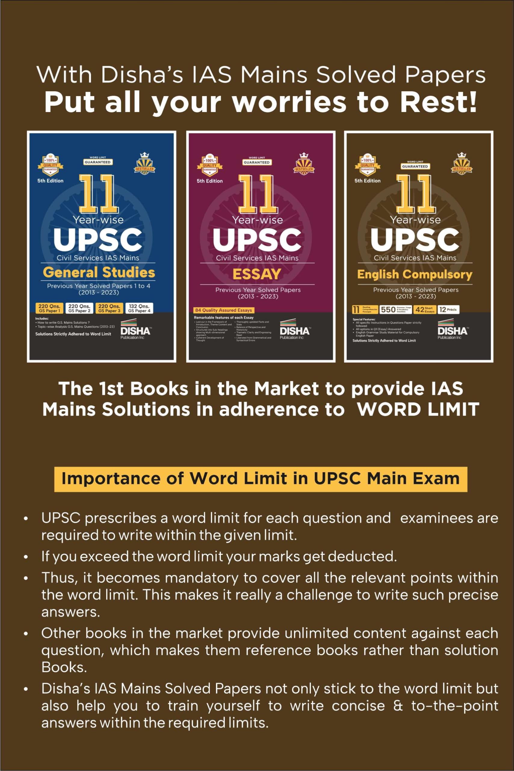 11 Year-wise UPSC Civil Services IAS Mains Essay Previous Year Solved Papers (2013 - 2023) 5th Edition | PYQs Question Bank | Philosophical Essays | Word Limit | 1