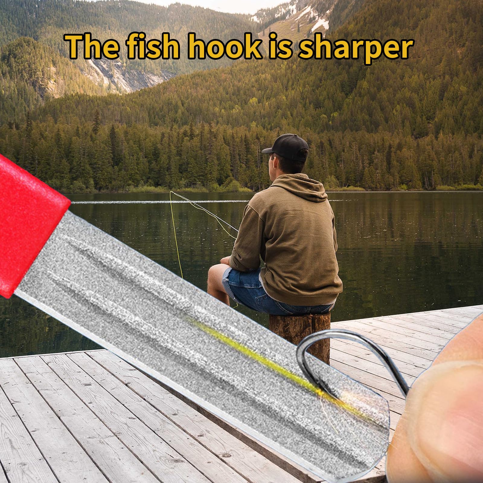 2 Stück Doppelseitiger Sharpener Fischhakenschärfer, Hochwertige Materialien Haken Schleifgerät Schnelle und Effiziente Anwendung Angelzubehör, 2 Farben