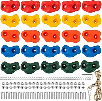 Cheardia 25 Pcs Rock Climbing Holds, Multi-Colored Rock Wall Holds Grips