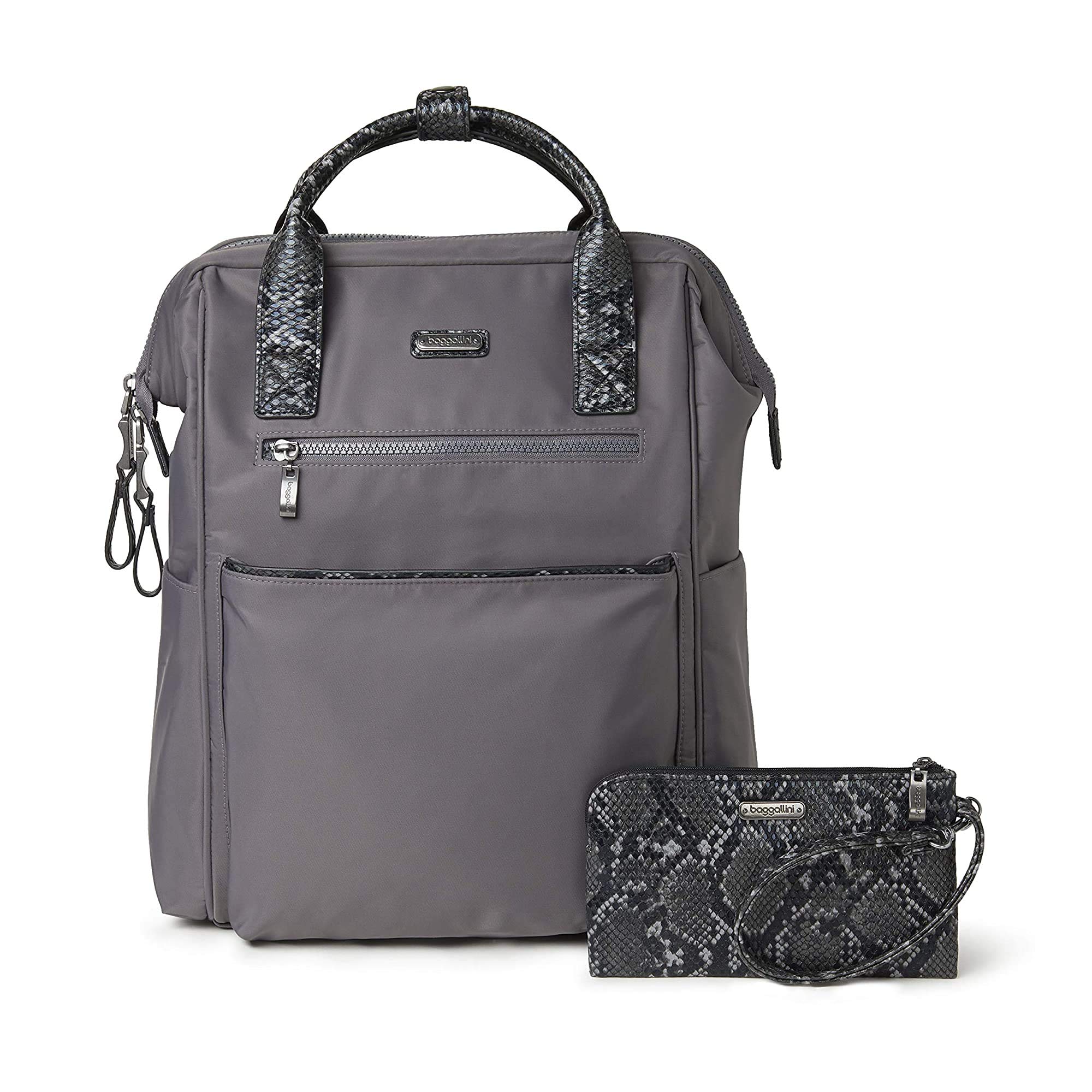 Baggallini Soho Backpack, Smoke/Faux Python, One Size