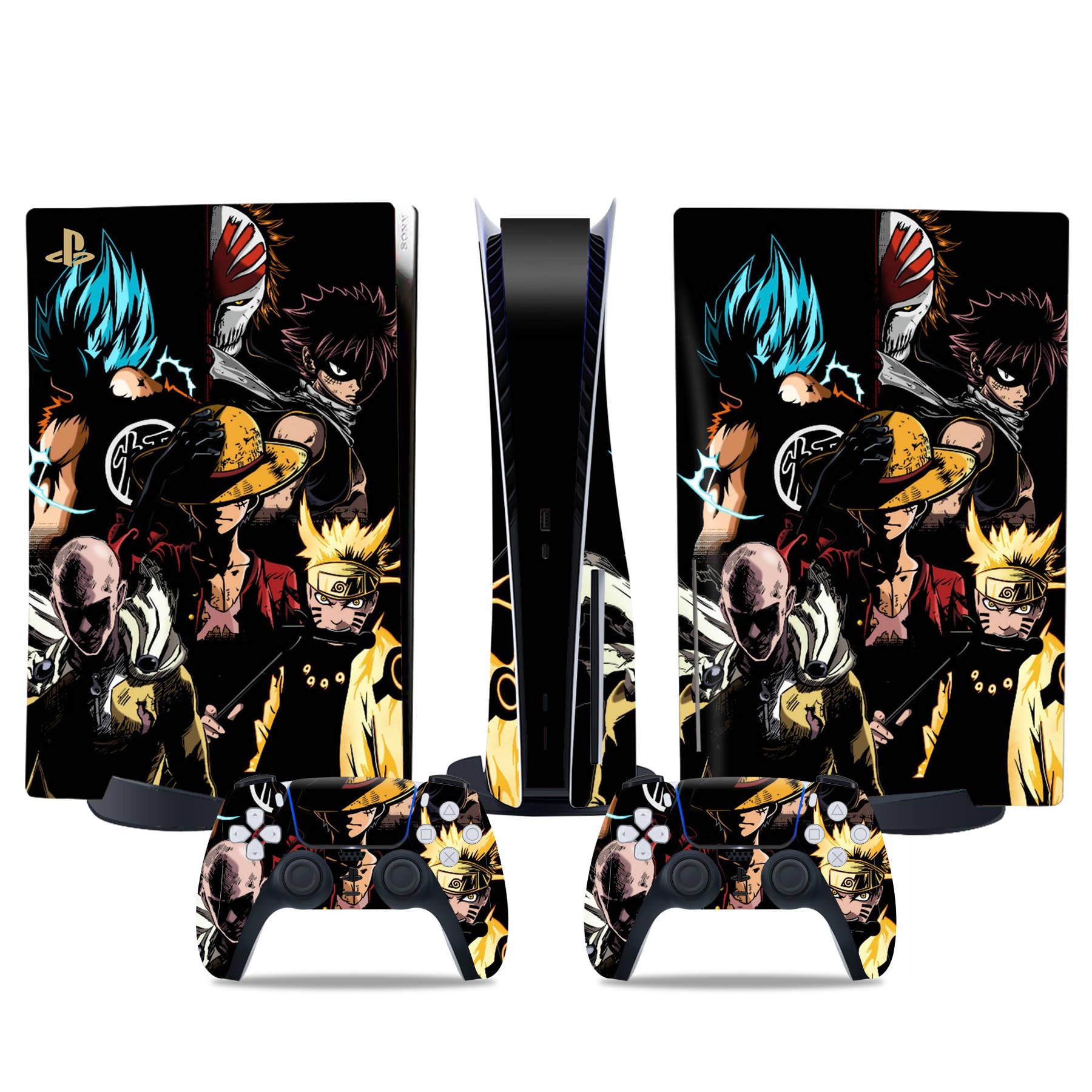 MaD Vision® Extra-Durable Skin Kit per PlayStation 5 (PS5) Disc | Set di Pellicole Adesive in Vinile Opaco per la Console e 2 Controller - per Anime Design