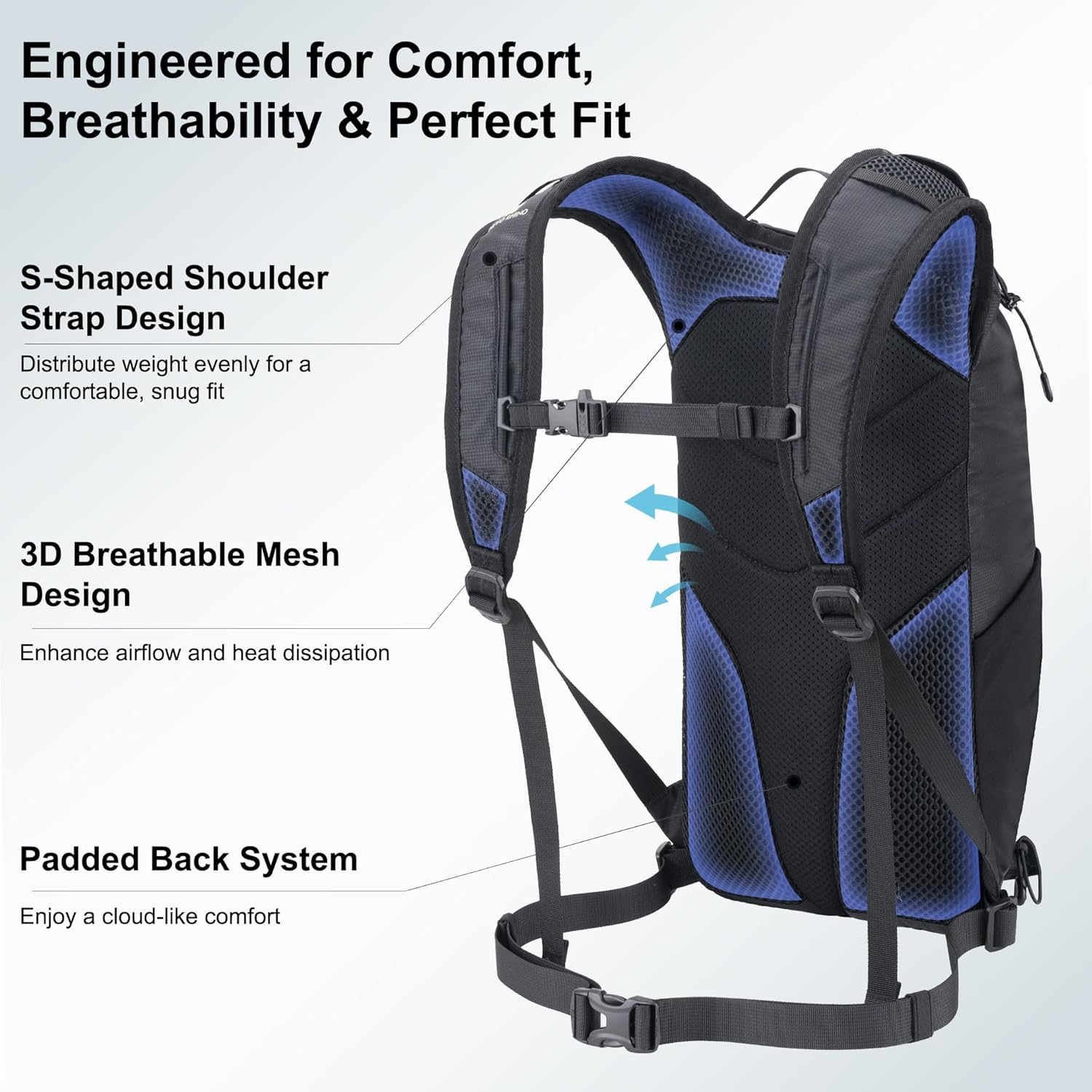 N NEVO RHINO Small Hiking & Trekking Backpack, 10L Lightweight Travel Backpack, Hiking Daypack for Women Men