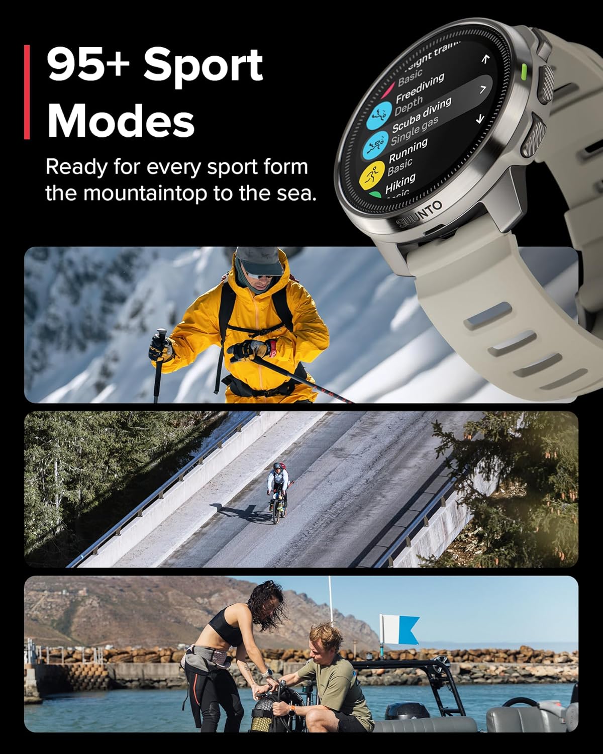 SUUNTO Ocean Dive Computer, Underwater Route Tracking Sand 22 ATH6 Silicone Strap Powder Gray S+M