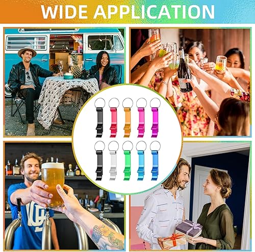 Miniatura 6 de Paquete de 100 llaveros abrebotellas a granel, abrebotellas de cerveza coloridos, llavero de metal, abridor de botellas de bebidas, abrebotellas