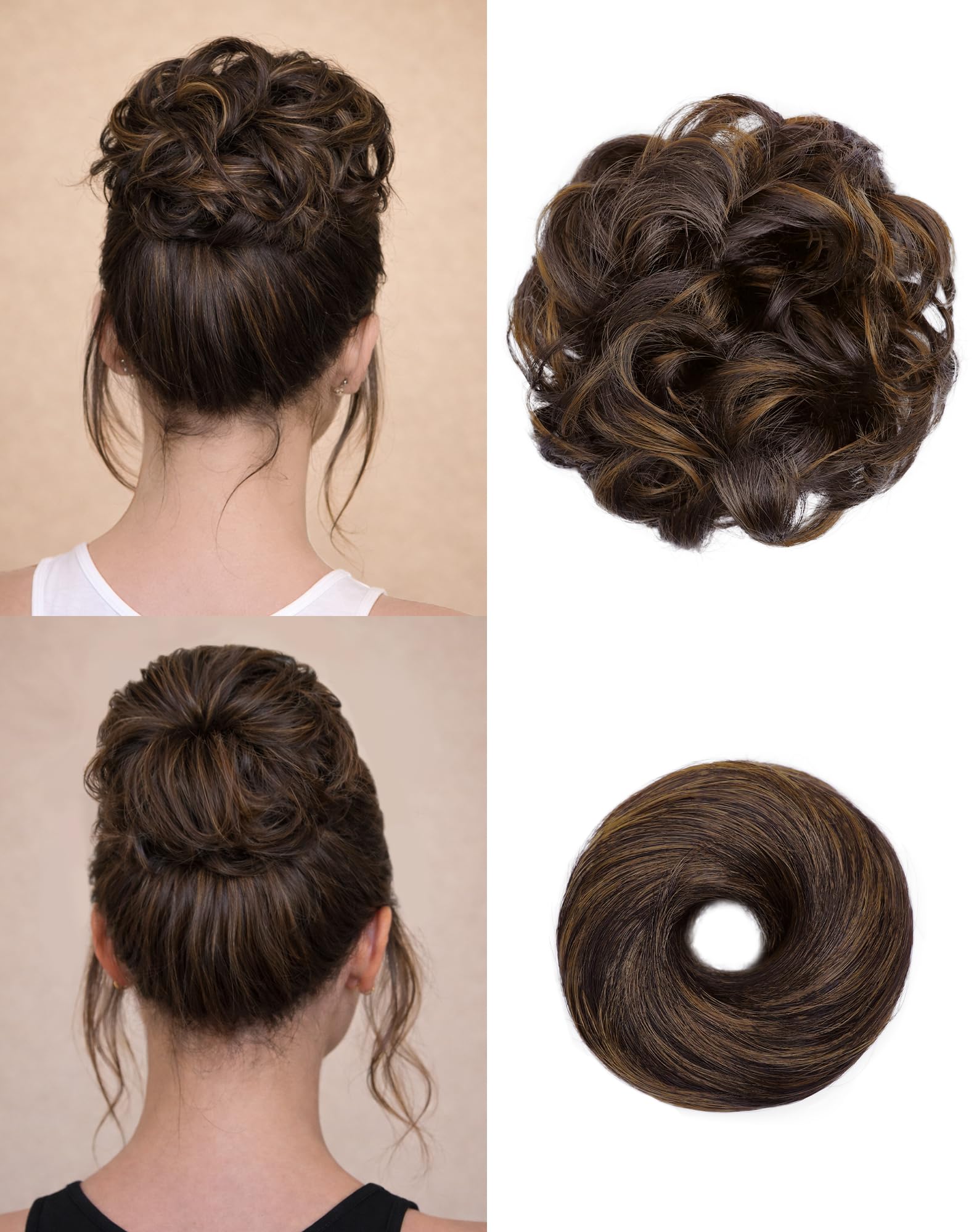 Photo 1 of 2PCS Messy Bun Hair Pieces Synthetic Hair Bun Extensions For Women