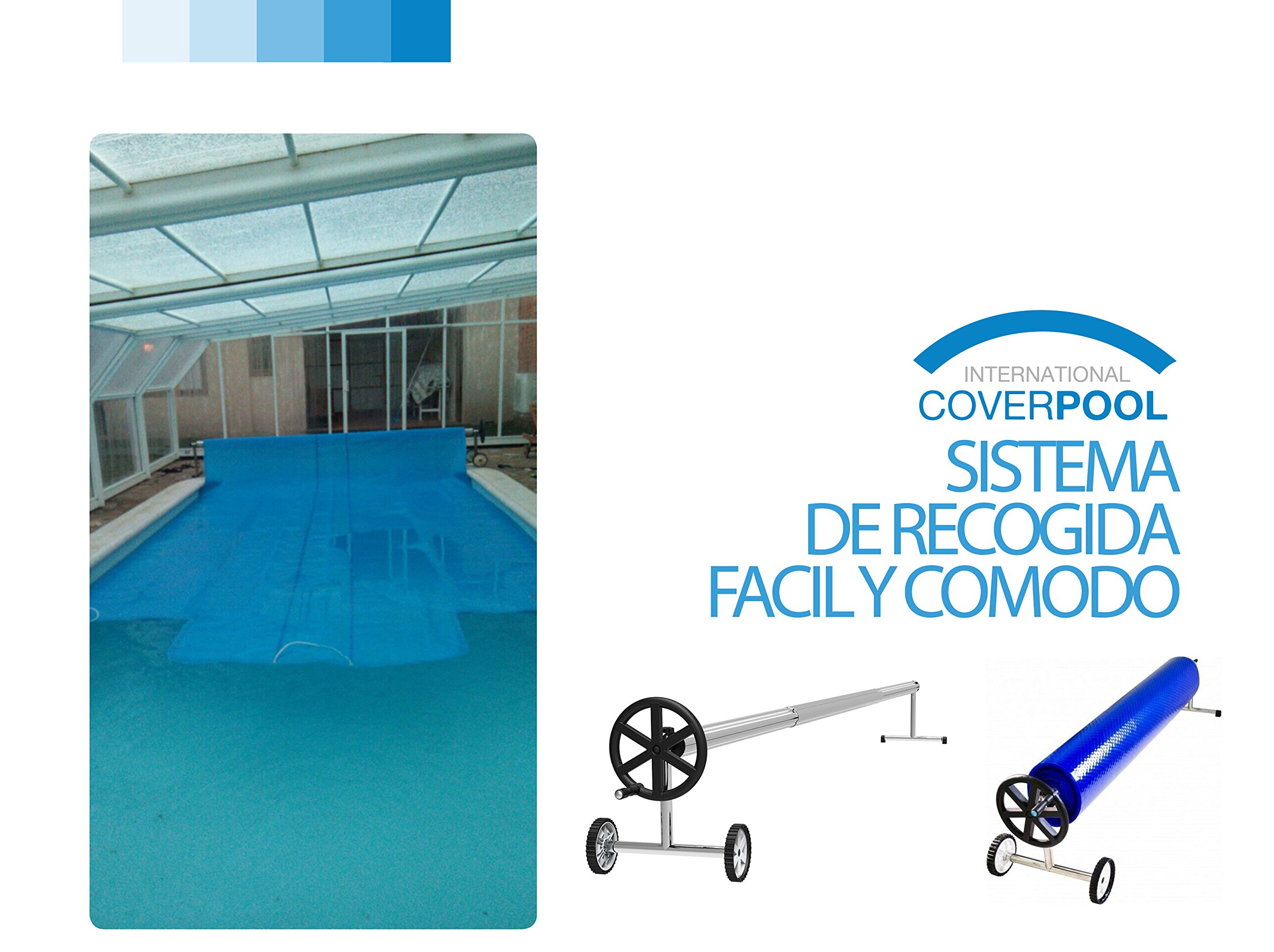 INTERNATIONAL COVER POOL Enrouleur de bâches pour piscines Télescopique Max 7,2 m (Acier Inoxydable et de l'aluminium)