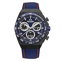 TW Steel CEO Tech Mens Orologio al quarzo da 44 mm con cinturino in pelle, e data calendar, blu, striscia