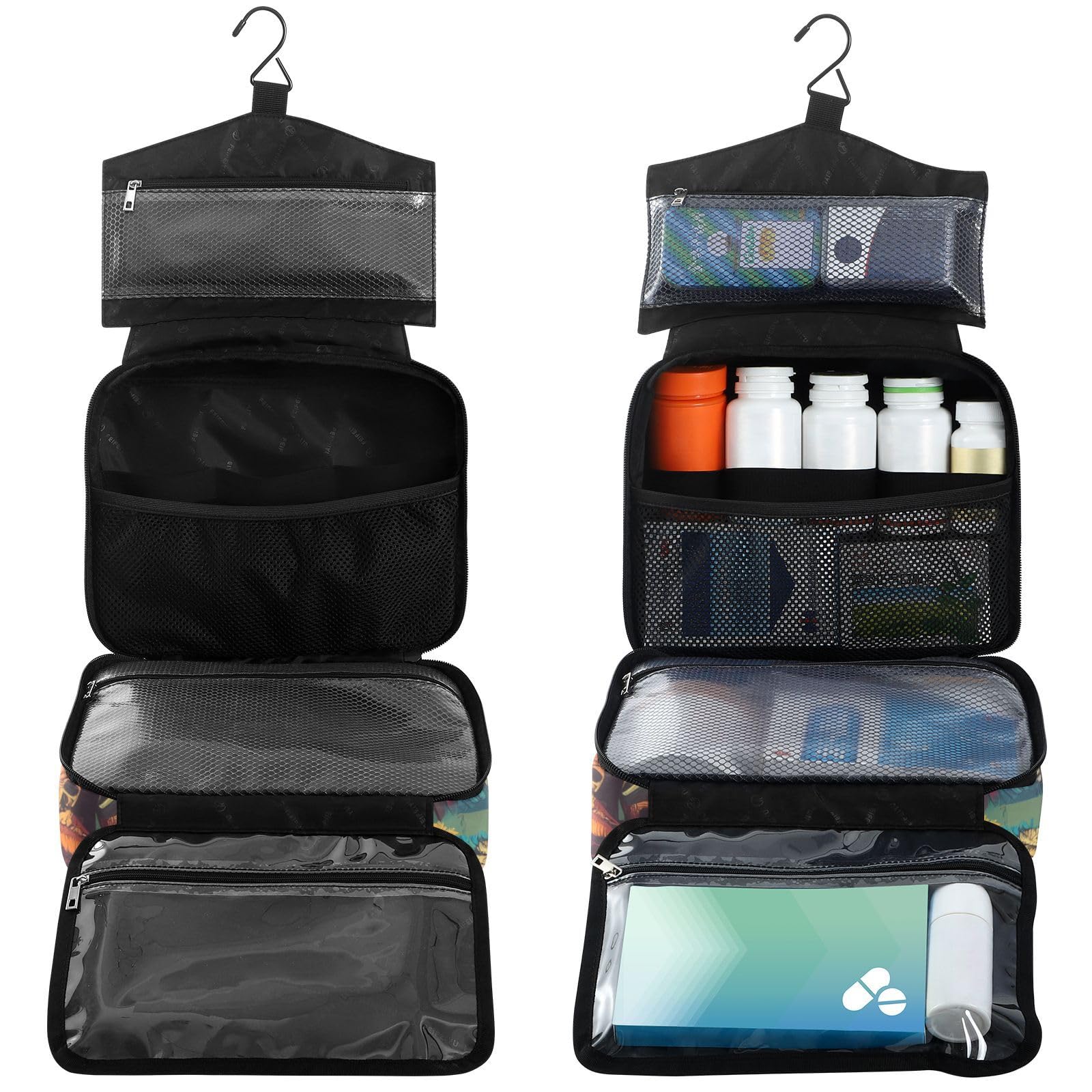 Fustylead Beautiful Skeleton Sister Enjoying Lives Large Medical Supplies Organizer Bag with Zipper Empty First Aid Bag Trauma Kit for Traveling Hiking Camping