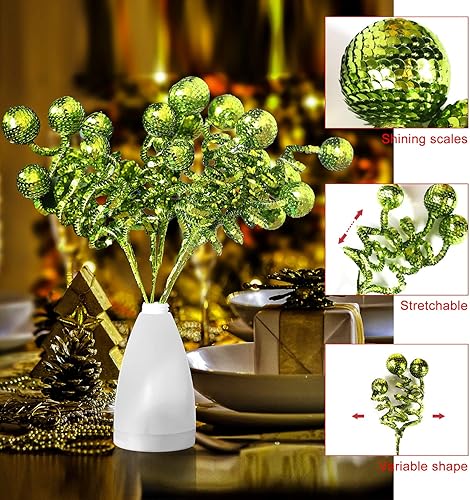 Miniatura 5 de Juego de 6 adornos de Navidad plateados, tubo con lentejuelas y esferas, decoración de Navidad, decoración de árbol de Navidad, decoración perfecta