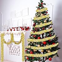 Vista 5 de Dingion - Guirnaldas de oropel de Navidad de 59 pies, guirnalda metálica con torsión, guirnalda colgante, adornos para Halloween, árbol de Navidad