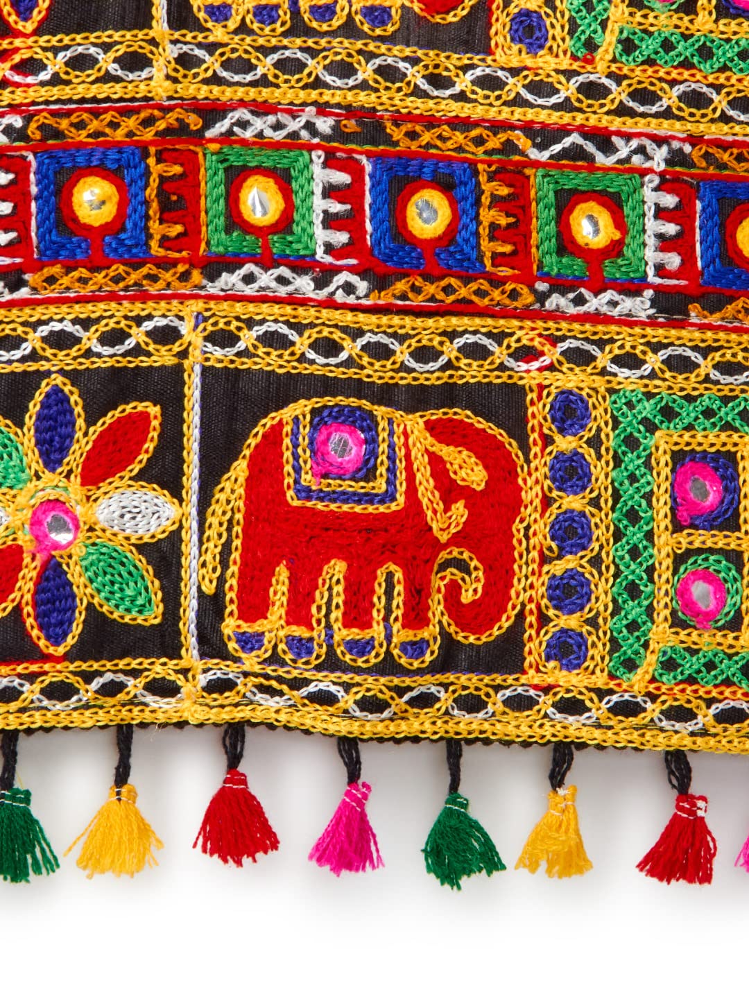 Diwali Sale Banjara India Cotton Kutchwork Embroidered Girls Chaniya Choli With Dupatta (Cc1-Wild) - Yellow