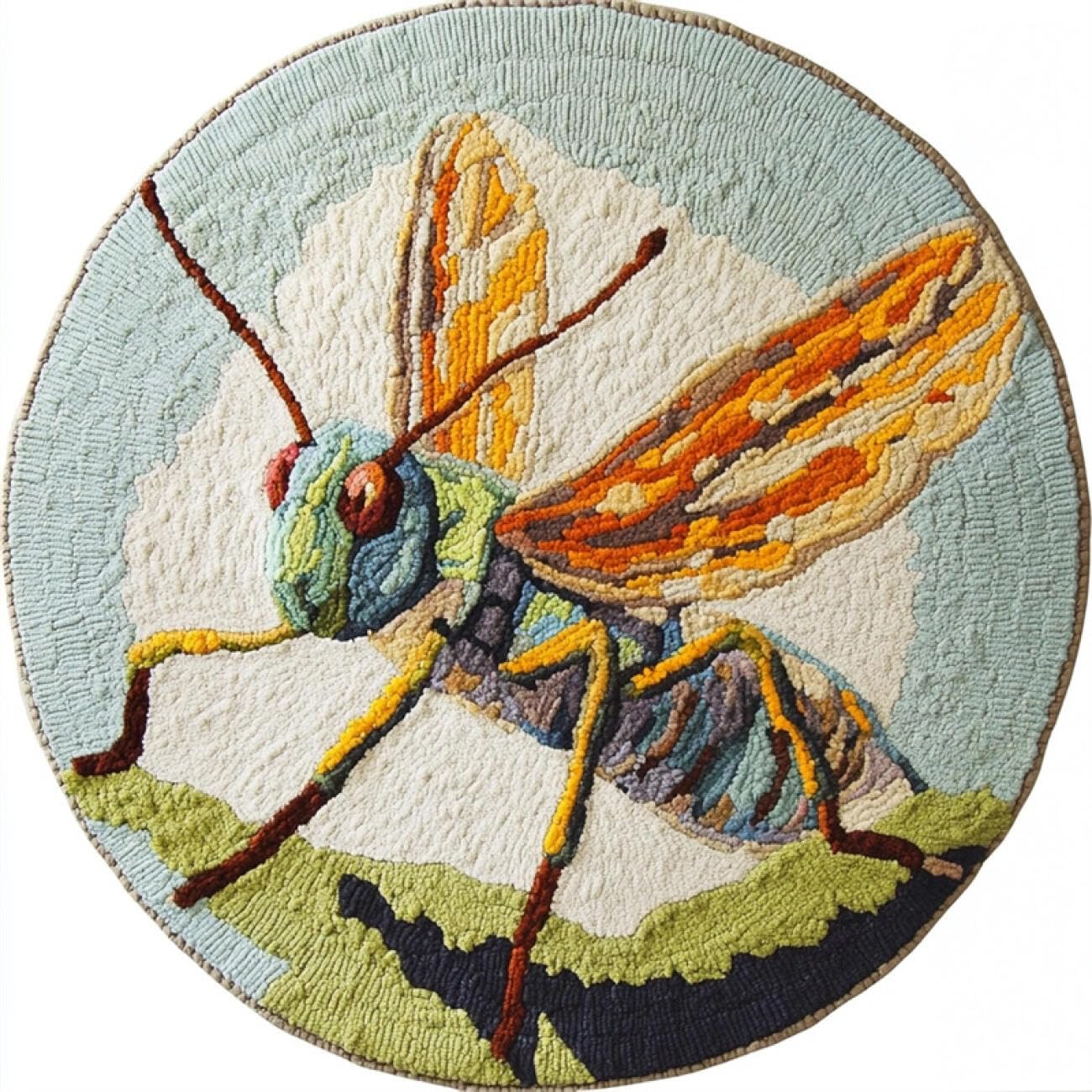 Kitquiver Rug Latch Hook Craft Kits Cartoon Insects 100x100cm