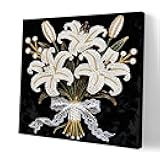 ARTopet DIY Pearl Painting Kit with Frame Gemstone Pearl Diamond Dots Beads Canvas Art Craft for Adults Beginners Display for Tabletop and Wall Mounting Home Decor-Lily
