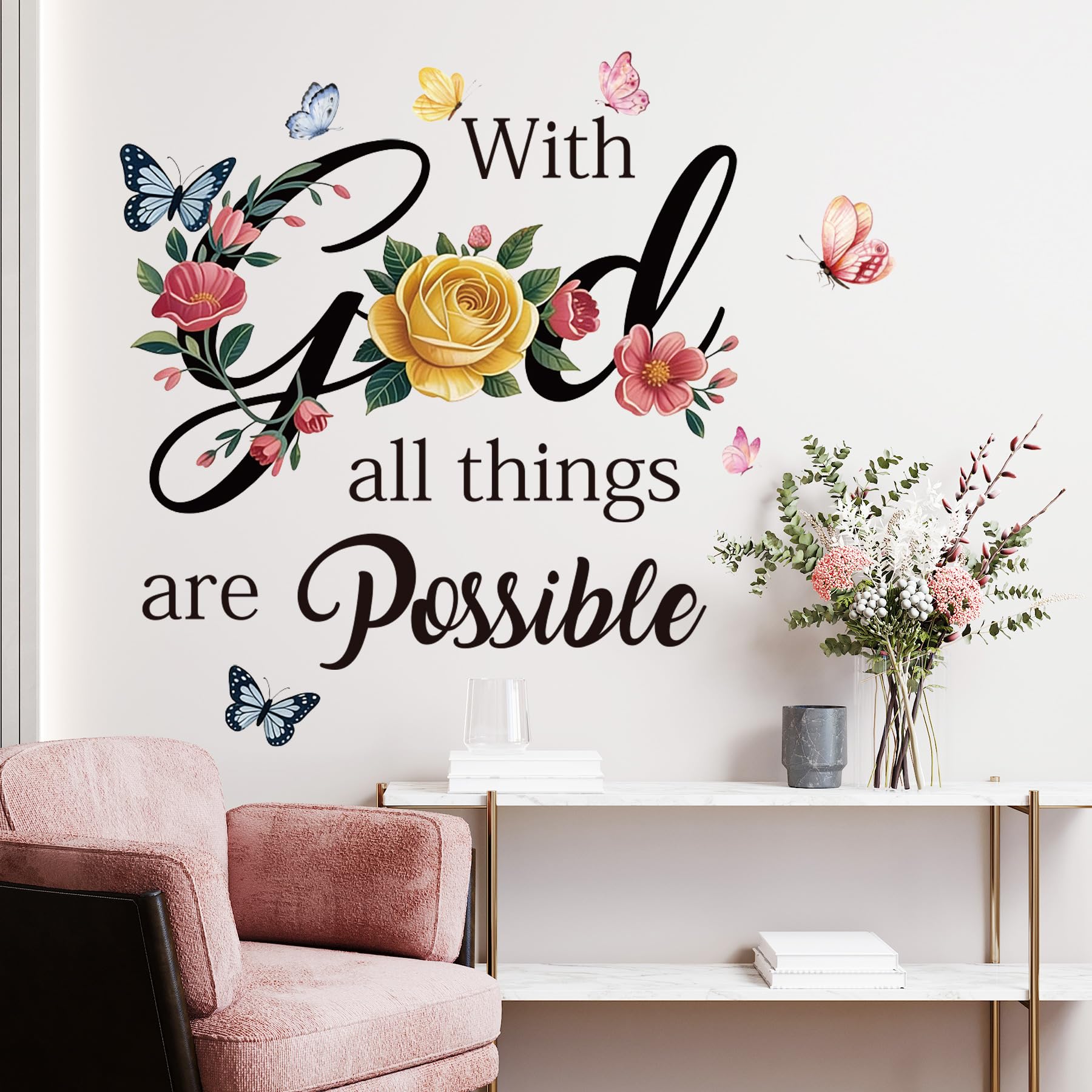 Arte de pared con versículo de fe en vinilo mate de alta adherencia para comedor