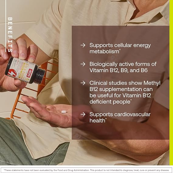 Jarrow Formulas Methyl B-12 & Methyl Folate, Bioactive Vitamin B9 & Vitamin B12 Supplement, Supports Cellular Energy Production, Healthy Brain Function & Metabolism, 100 Chewable Tablets, 100 Servings