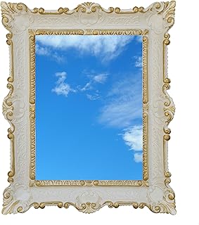 Ideacasa Specchio Specchiera Grande Bianco Oro Cornice Stile Barocco Veneziano Finto Vintage Cm 59x46