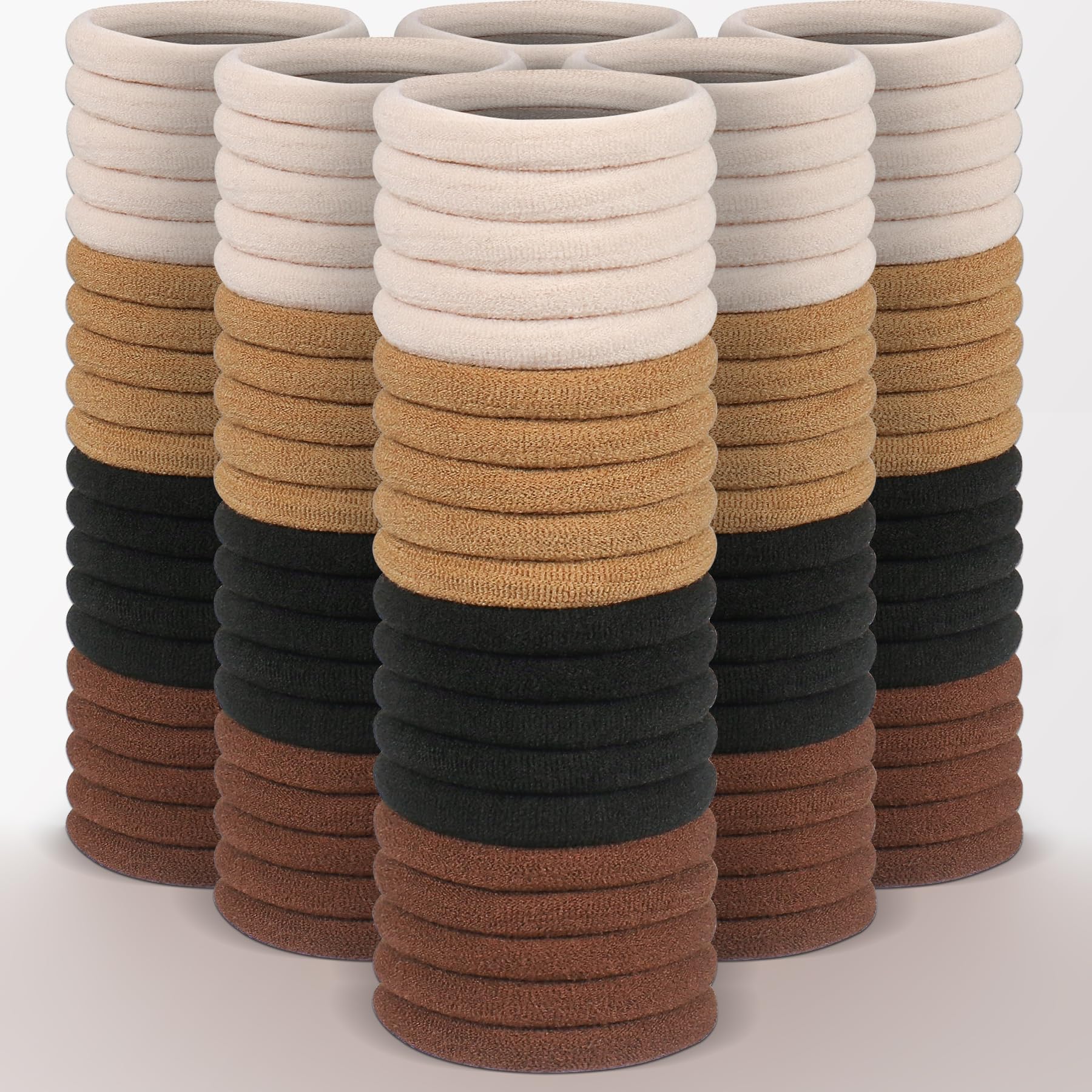 YIMEIS200 PCS Thick Seamless Hair Ties for Women - Seamless, Ouchless Ponytail Holders - Hair Bands Accessories for Thick Hair (4 Colors)