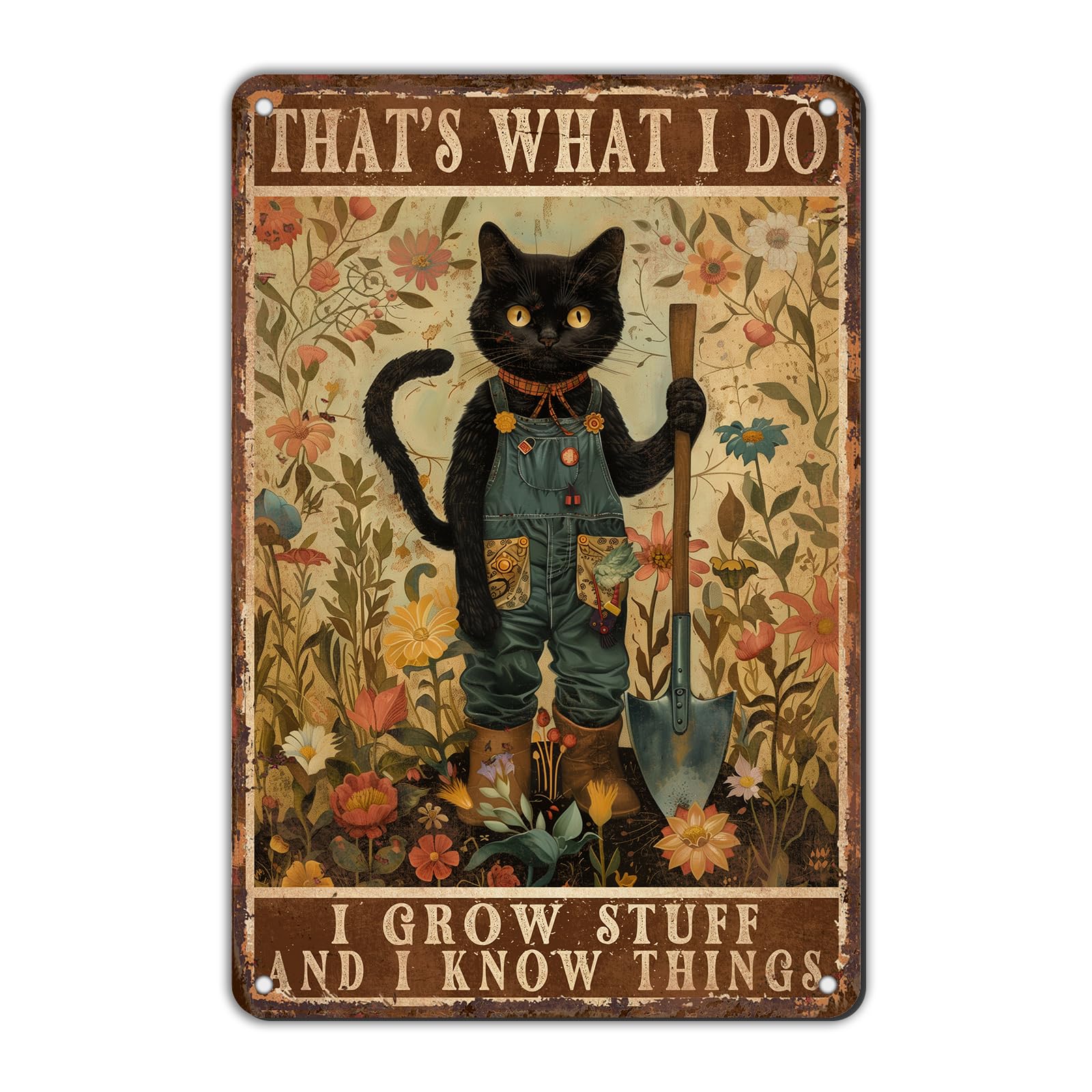 Anceky Retro Tin Sign That's What I Do I Grow Stuff And I Know Things Metal Sign Wall Decor for Outdoor Office Bathroom Outside Home 12×8 Inch