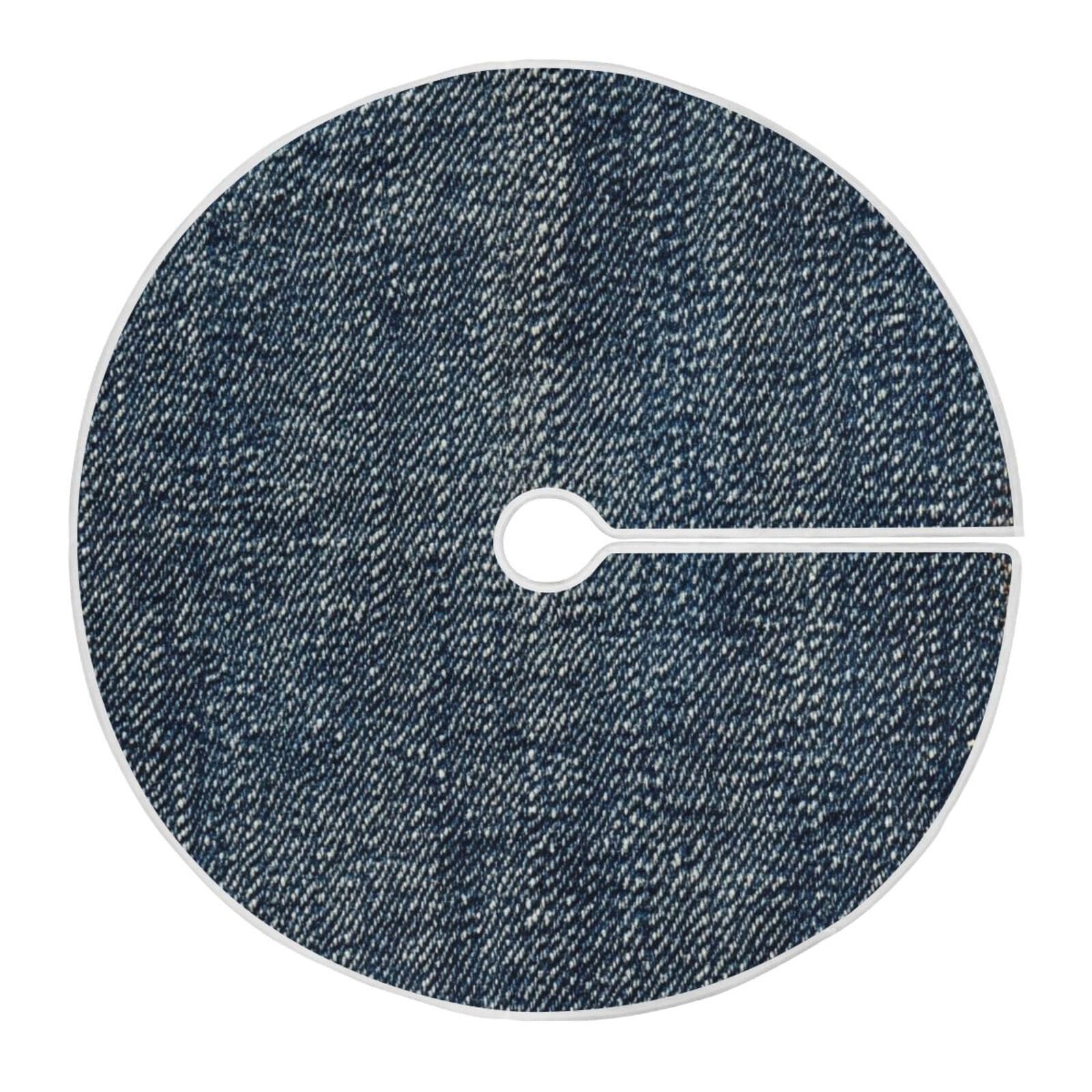 Coikll Denim Christmas Tree Skirt, Traditional Christmas Tree Mat Xmas Tree Decorations, New Year Party Indoor Holiday Tree Ornaments 47.2in