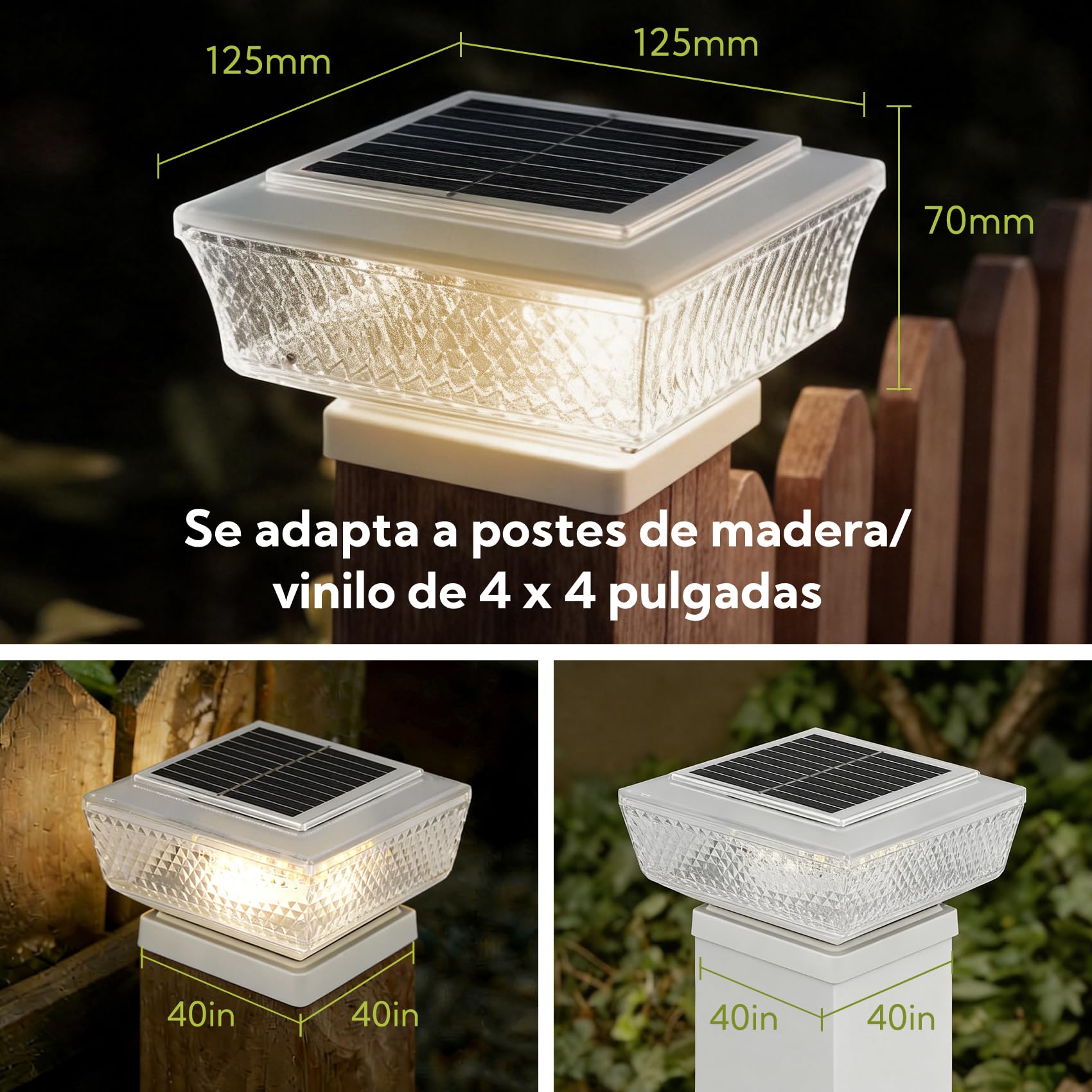 Pack de 4 Luces Solares Exterior para Escaleras, Lámpara LED con Carcasa Blanca Transparente para Peldaños, Vallas y Terrazas, Iluminación Impermeable de Alta Transmitancia, Blanco Cálido