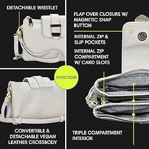 MMS Brands Miztique Dara Convertible Crossbody (Bone) | Vegan